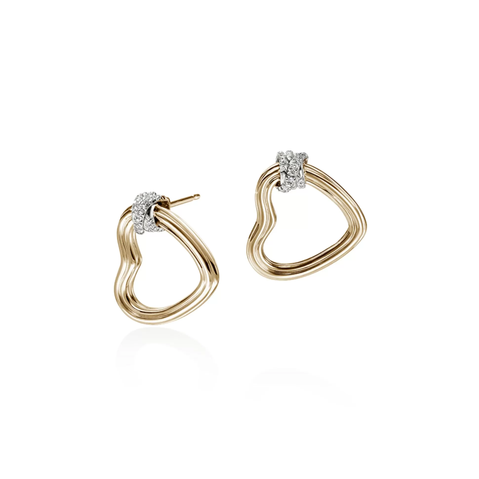 Clearance John Hardy Bamboo Heart Earrings, Gold, Diamonds