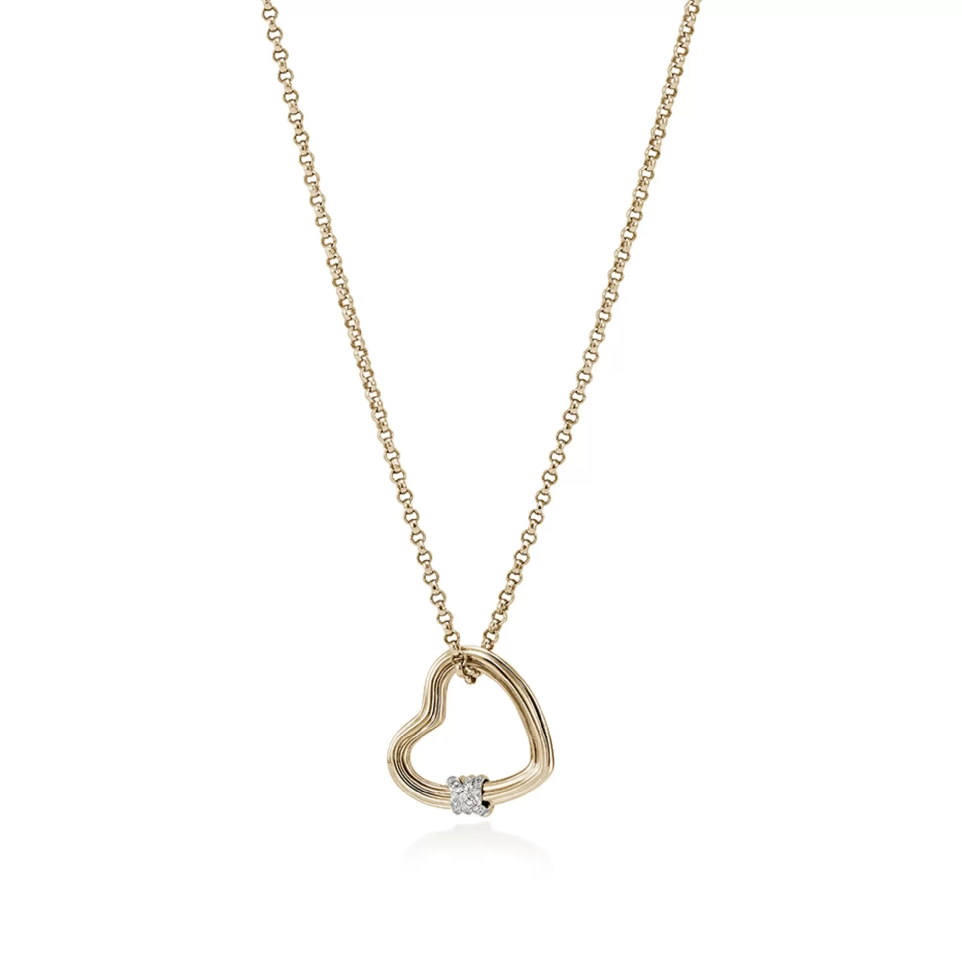 Fashion John Hardy Bamboo Heart Necklace, Gold, Diamonds