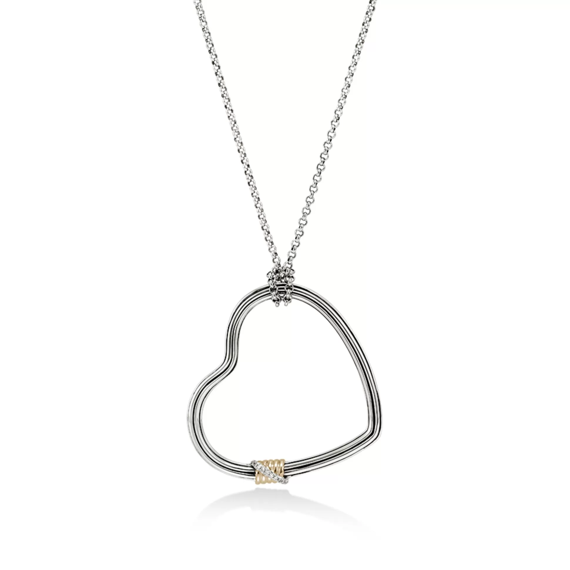 Sale John Hardy Bamboo Heart Necklace, Gold, Silver, Diamonds