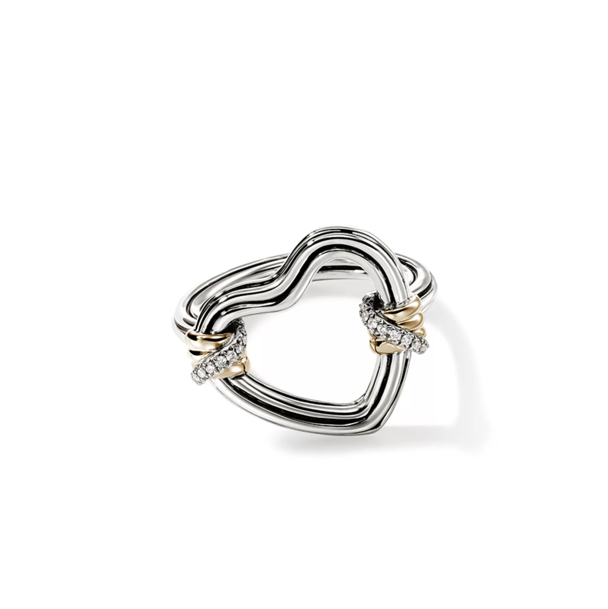 Online John Hardy Bamboo Heart Ring, Gold, Silver, Diamonds