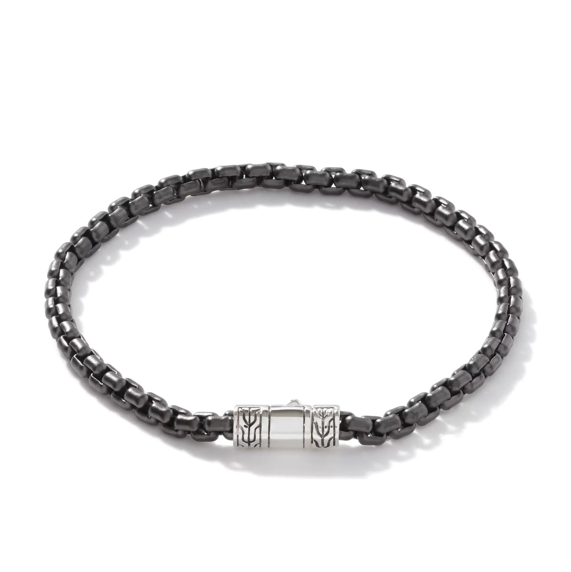 Hot John Hardy Box Chain Bracelet, Dark Silver, 4MM