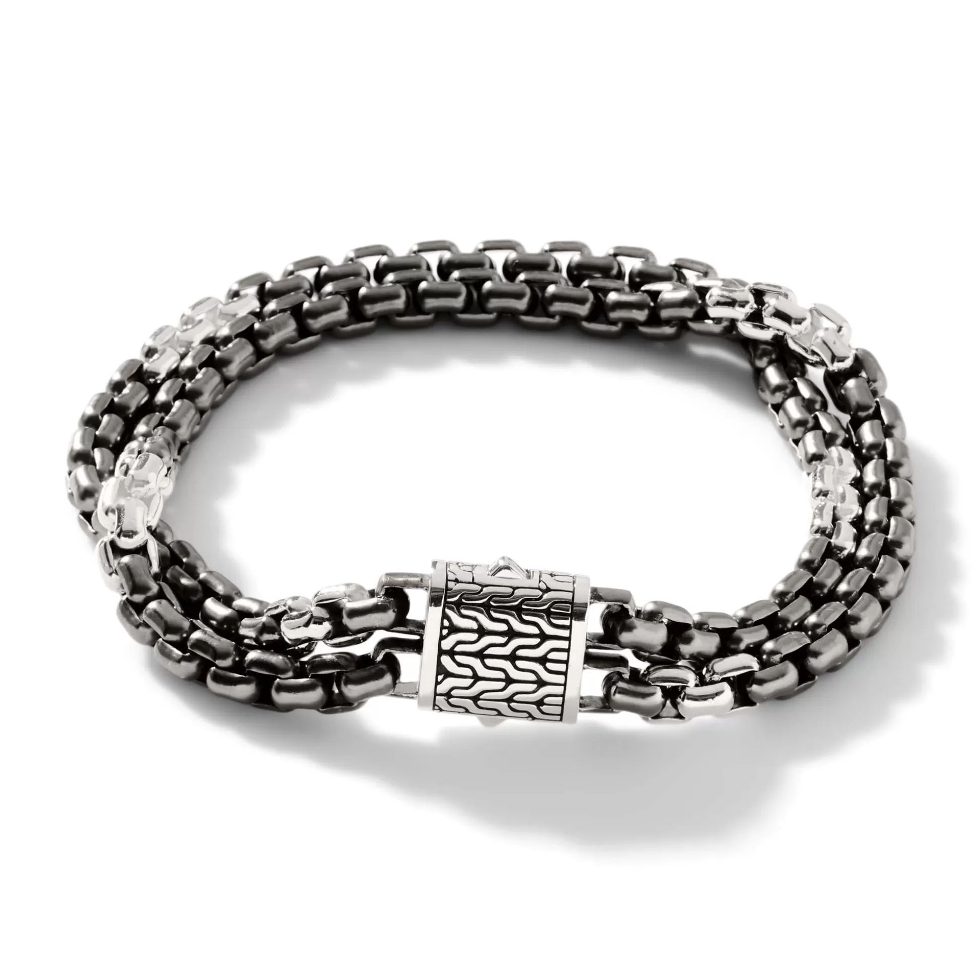 New John Hardy Box Chain Bracelet, Dark Silver, 9.5MM