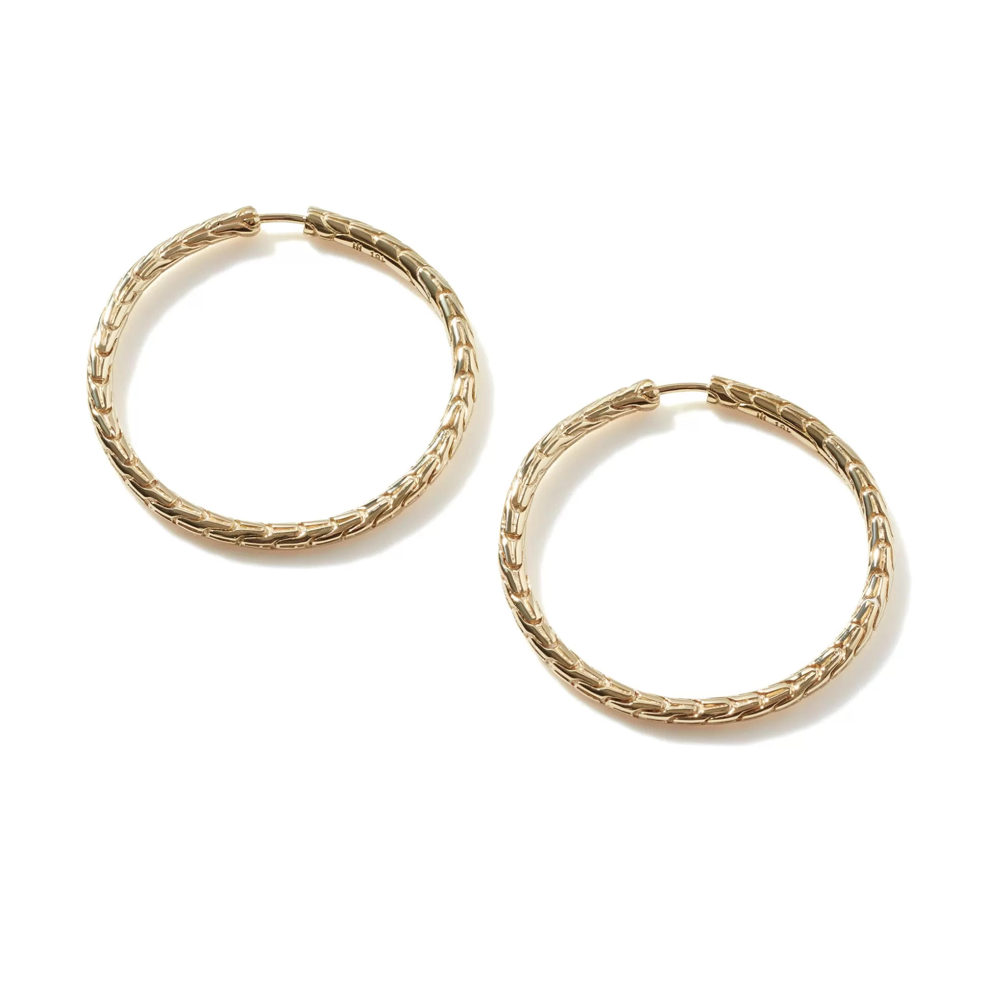 Best John Hardy Carved Chain Hoop Earrings, Gold