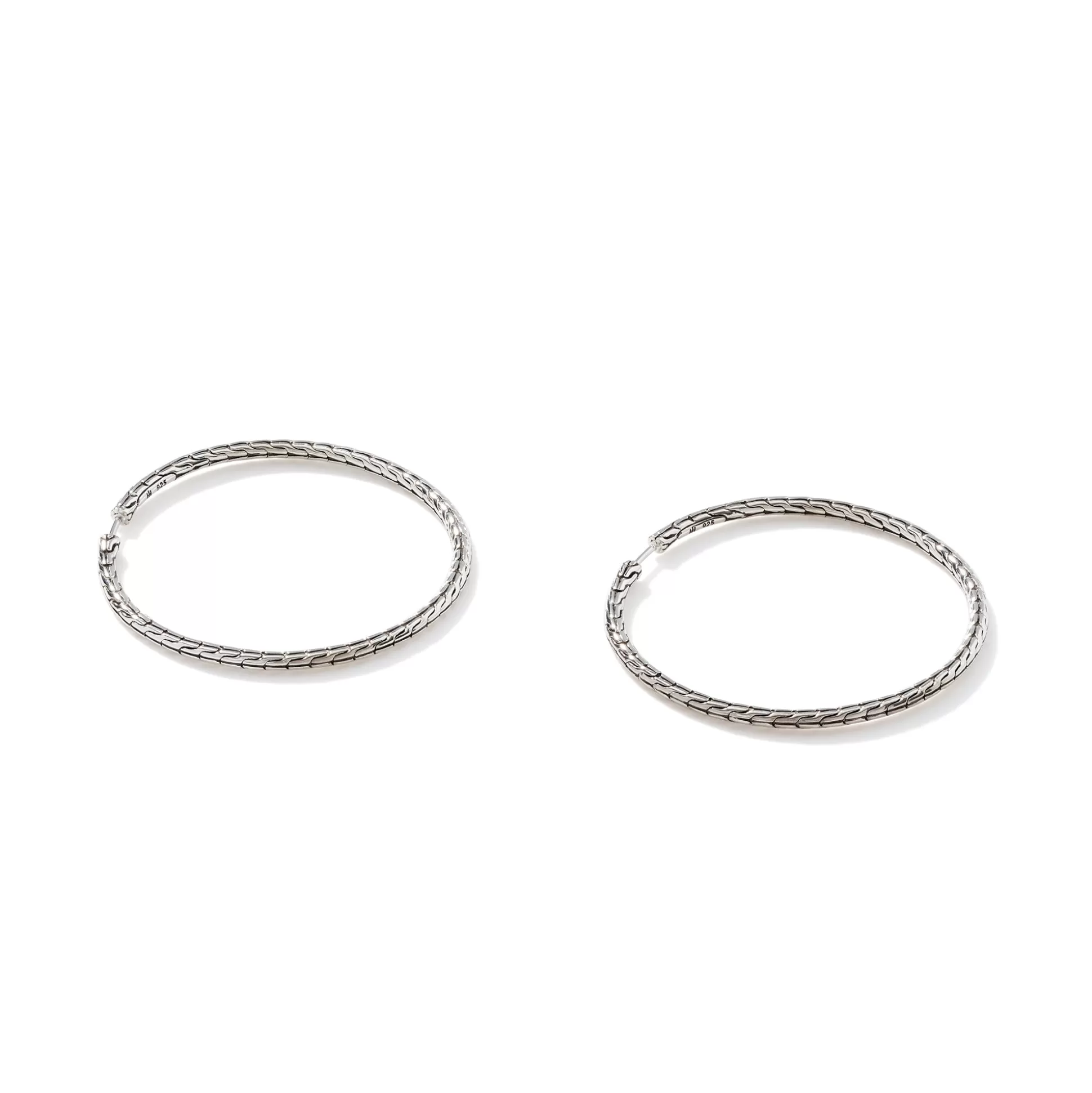 Flash Sale John Hardy Carved Chain Hoop Earrings, Silver, Large