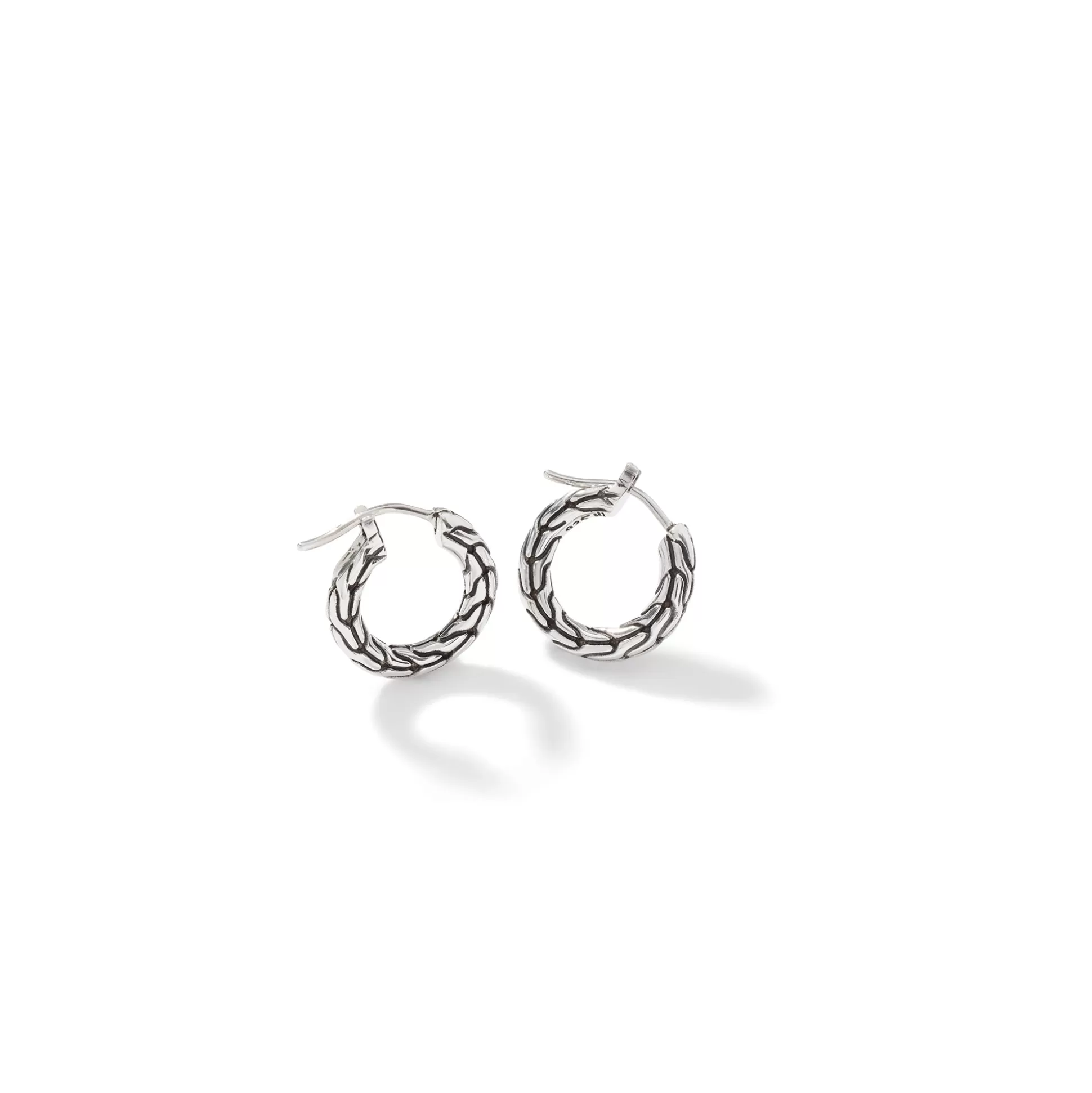 Hot John Hardy Carved Chain Hoop Earrings, Silver, Small