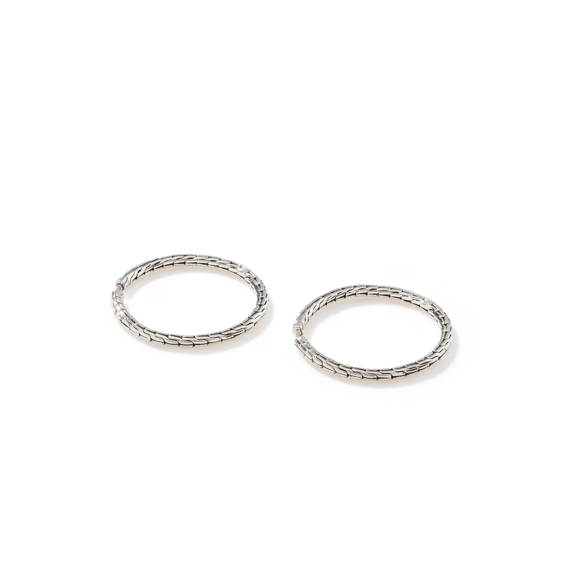 Hot John Hardy Carved Chain Hoop Earrings, Sterling Silver