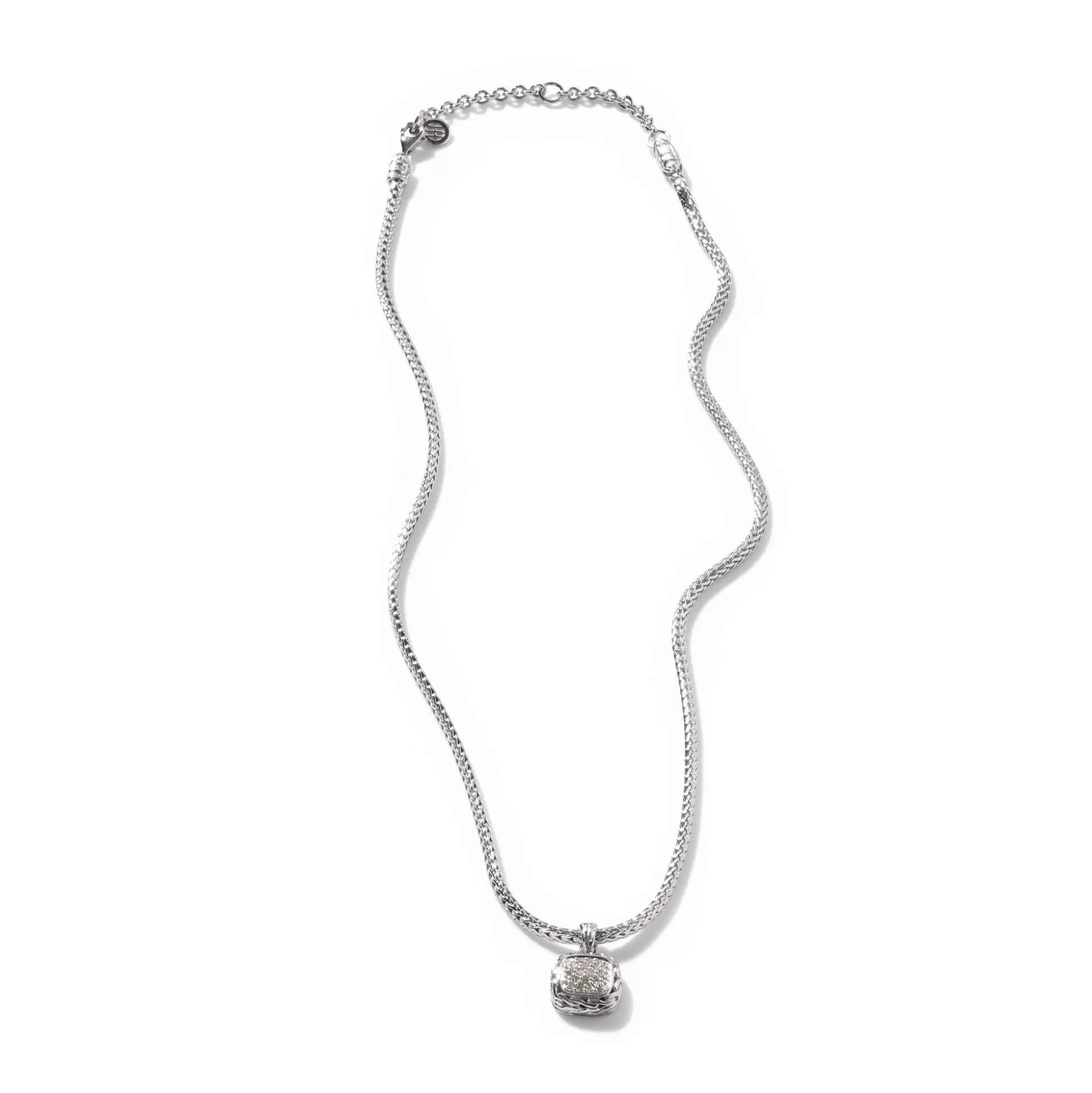 New John Hardy Carved Chain Necklace, Silver, Diamonds