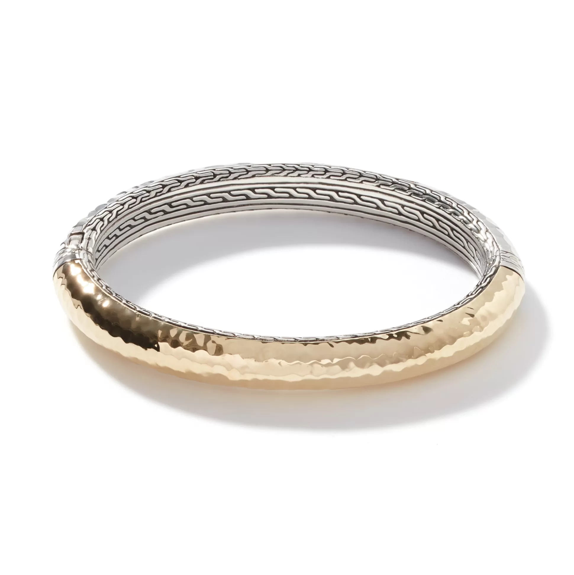 Best Sale John Hardy Carved Chain Palu Hinged Bangle, Silver, Gold