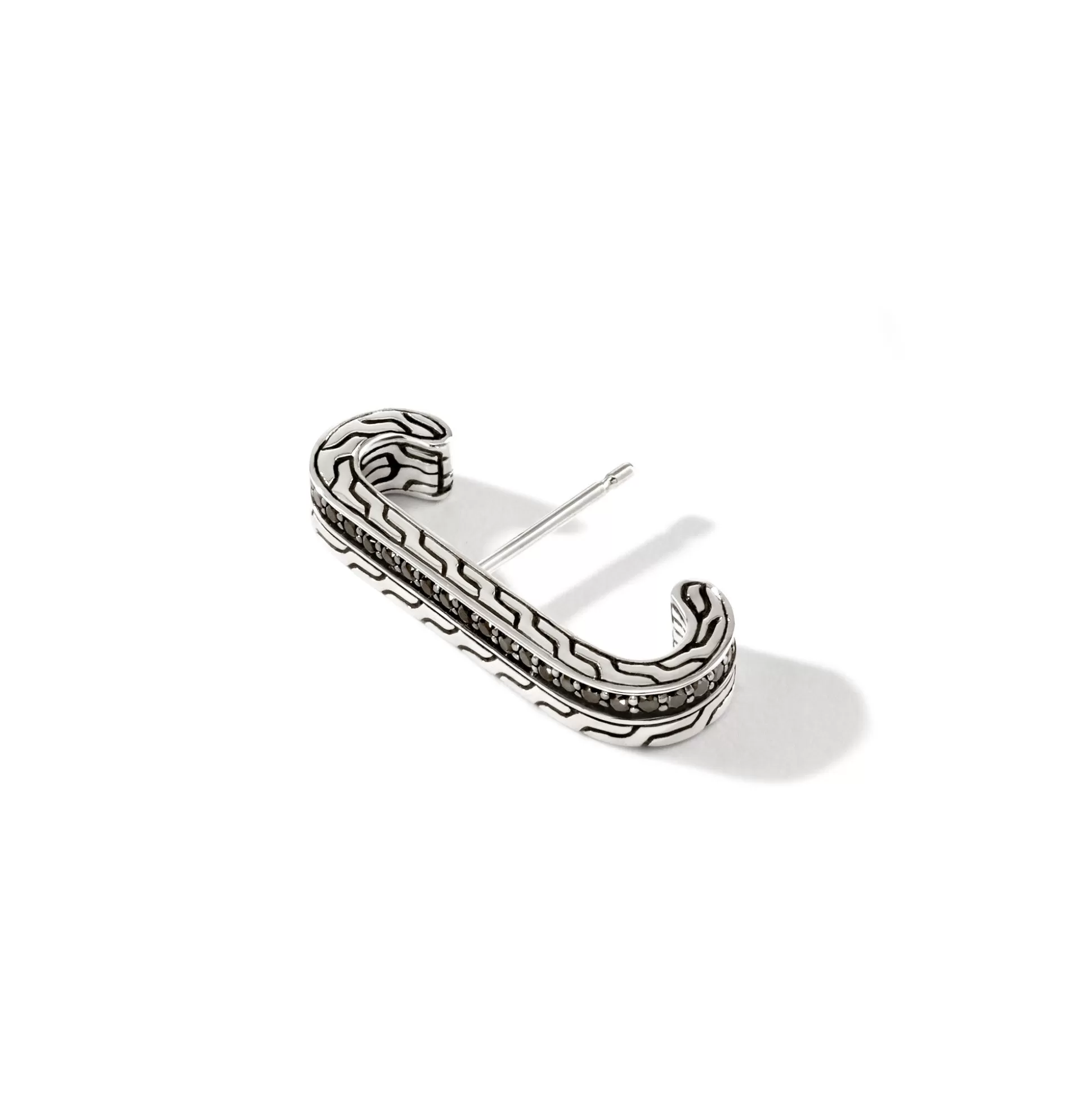 Hot John Hardy Carved Chain Single Earring, Silver, Pavé