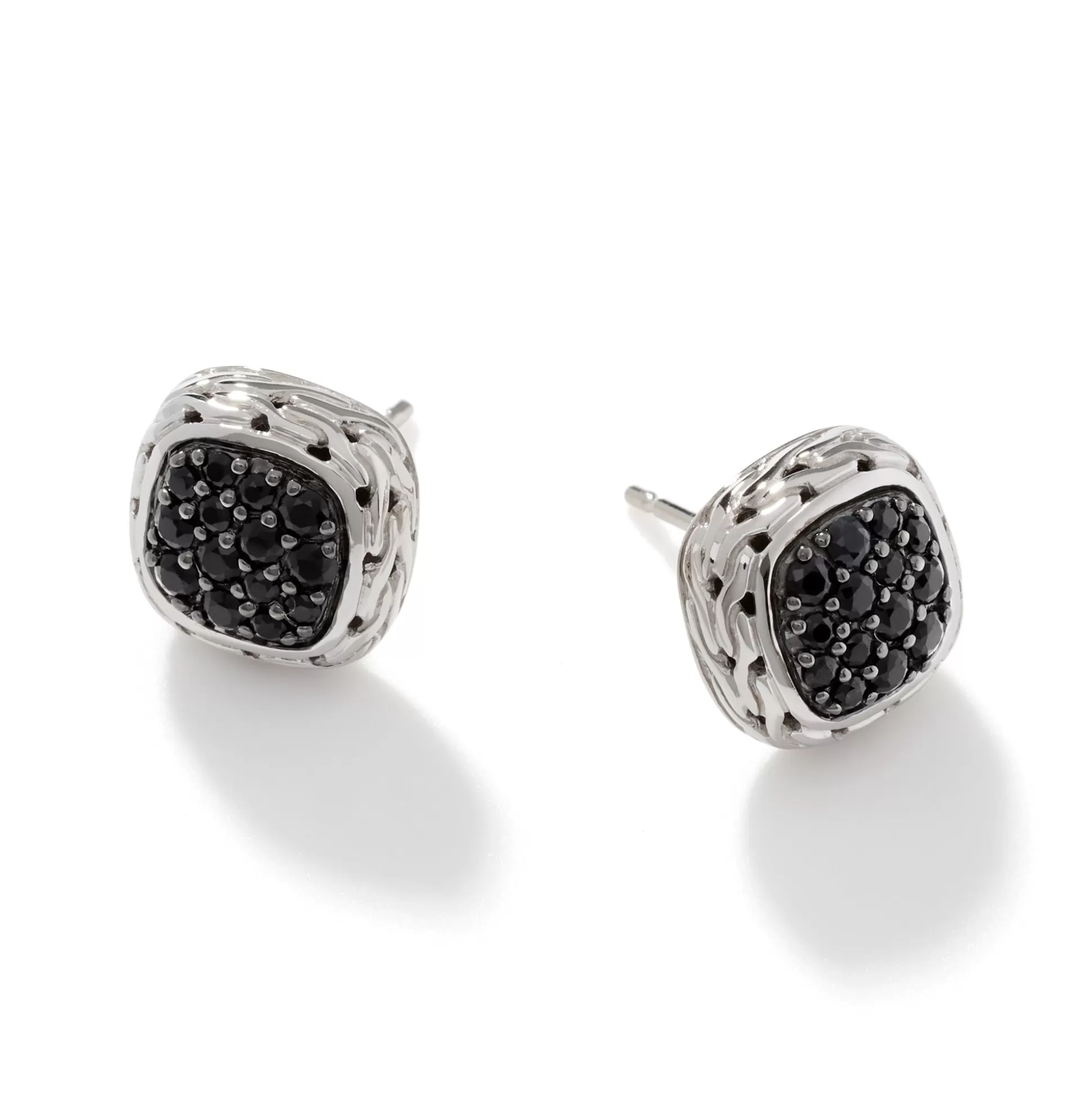 Discount John Hardy Carved Chain Stud Earrings, Silver, Pavé