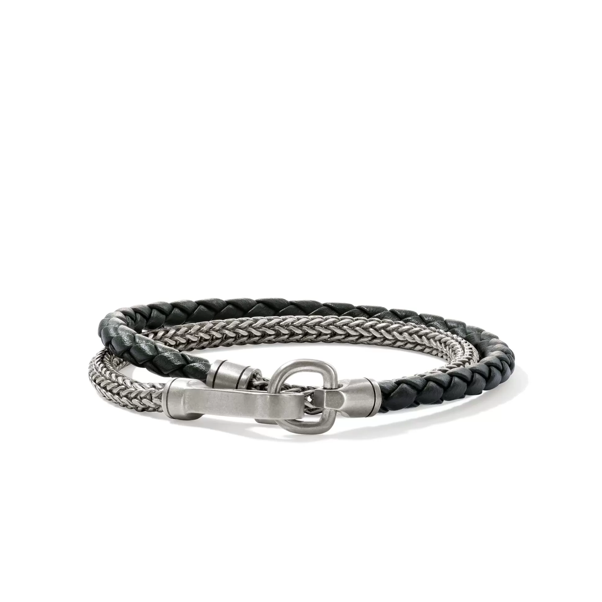 Cheap John Hardy Double Wrap, Silver, Leather, 4.5MM