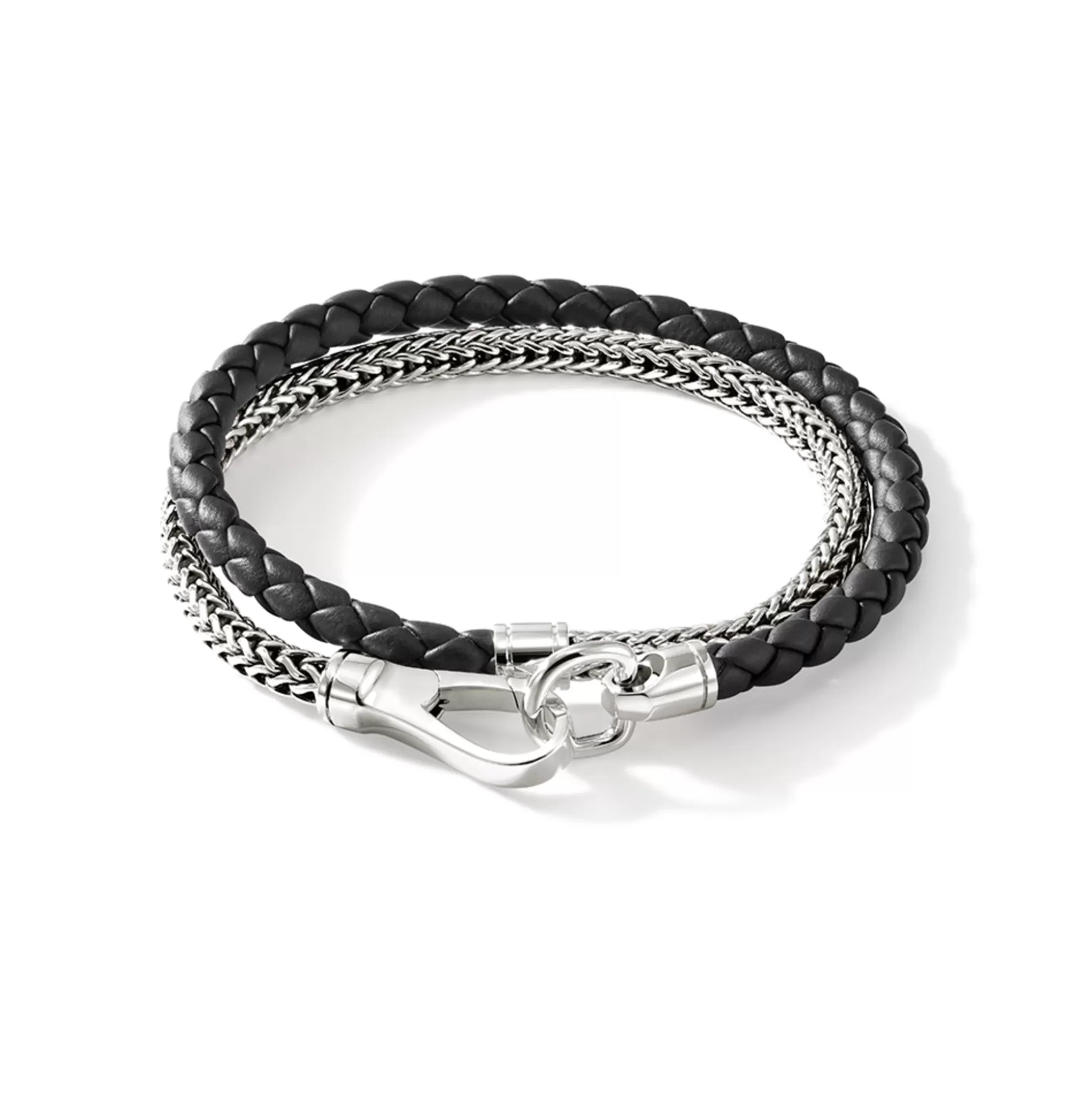 Discount John Hardy Double Wrap, Silver, Leather, 4.5MM