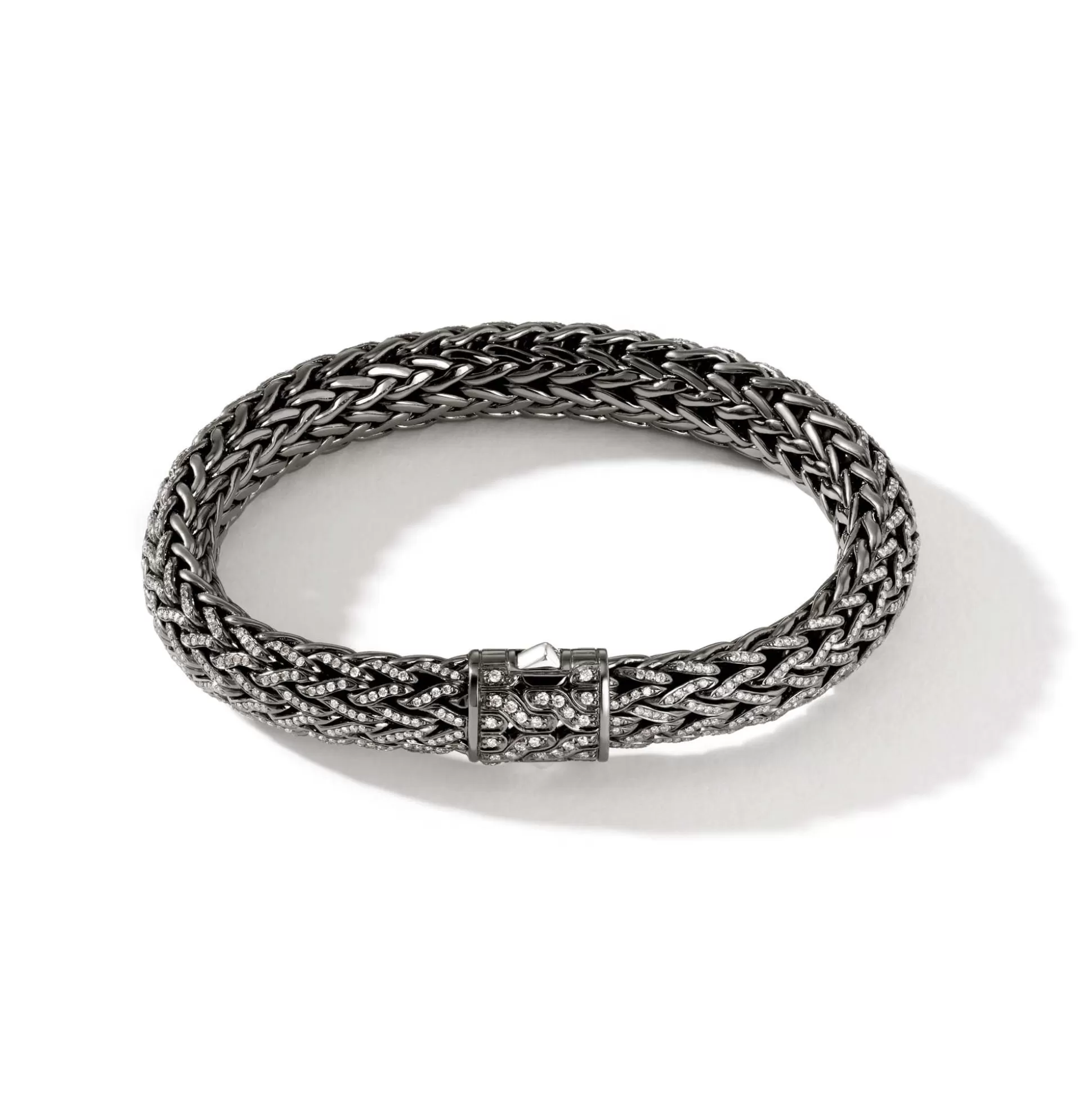 Fashion John Hardy Icon Bracelet, Dark Silver, Diamonds, 10.5MM