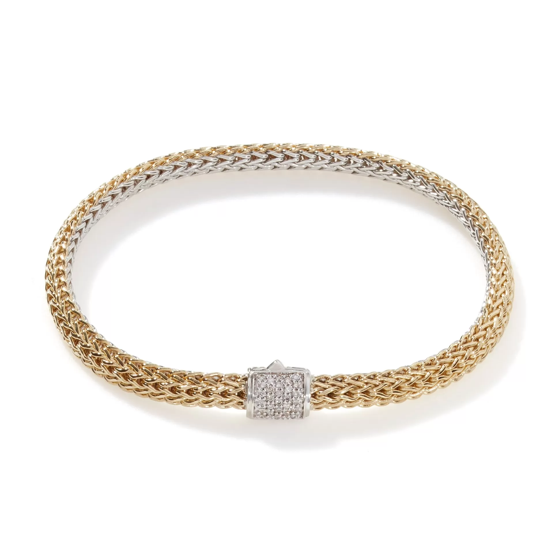 Outlet John Hardy Icon Bracelet, Gold, Silver, Diamonds, 5MM