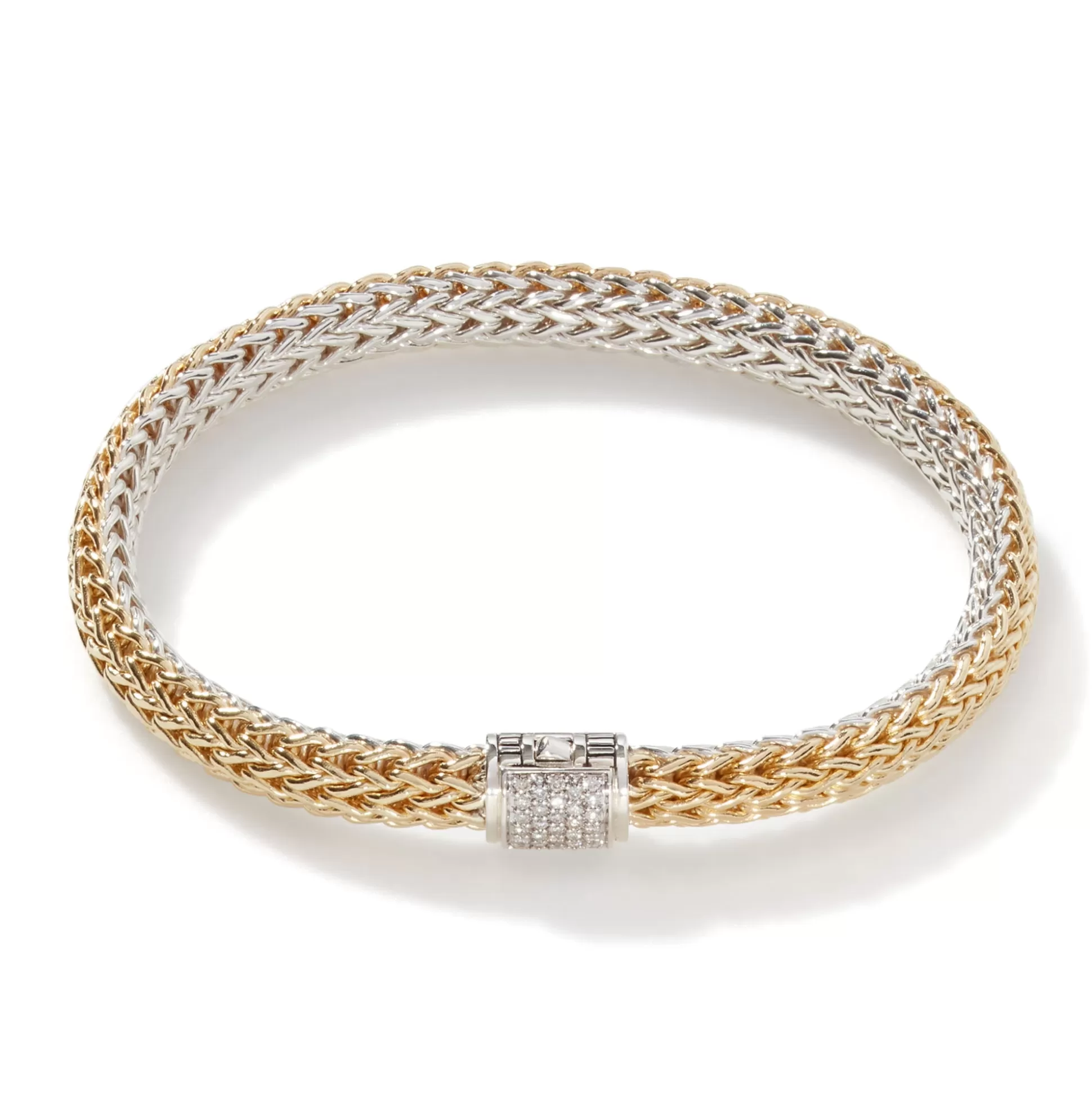 Discount John Hardy Icon Bracelet, Gold, Silver, Diamonds, 6.5MM