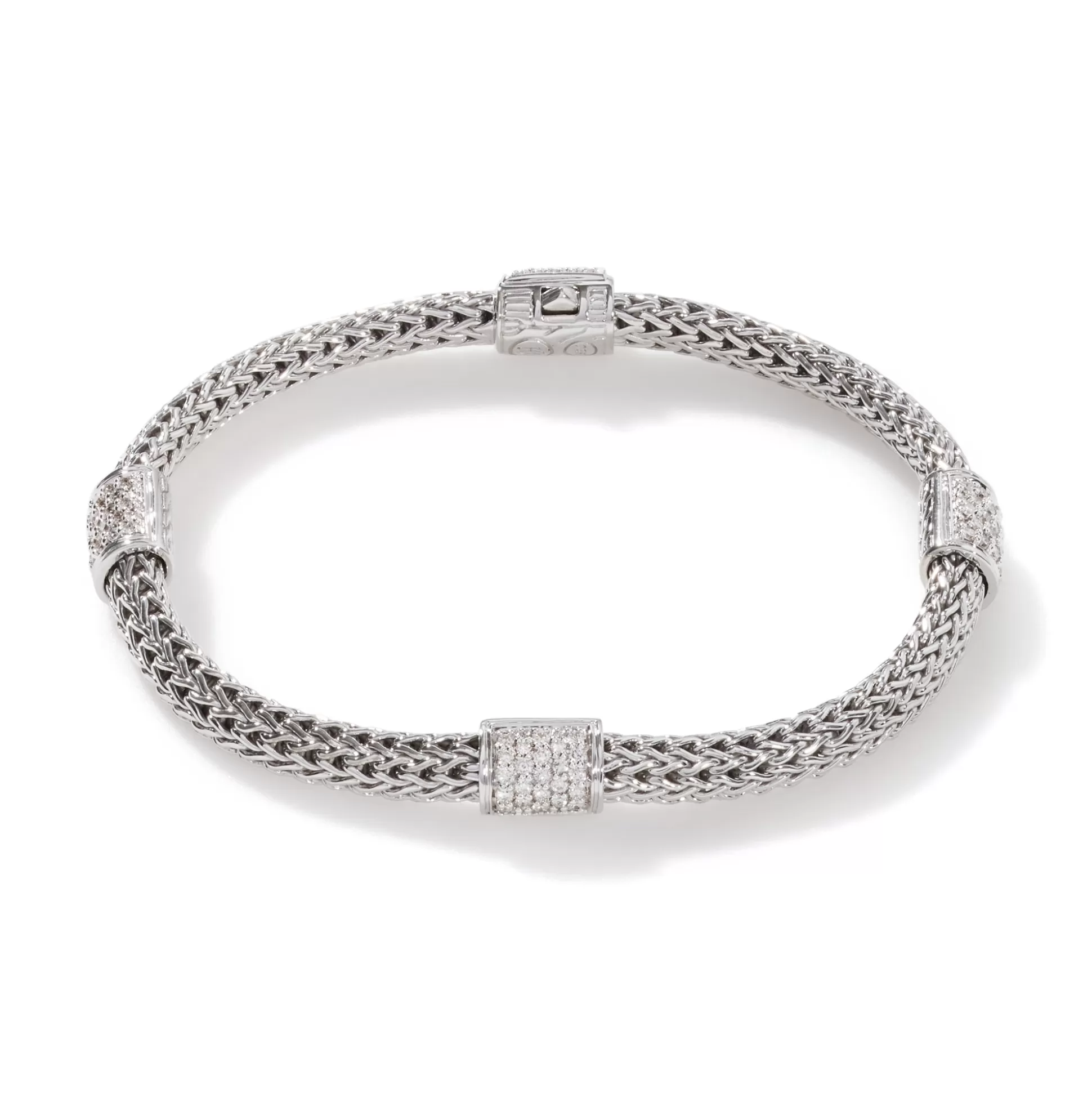 New John Hardy Icon Bracelet, Sterling Silver, Diamonds, 5MM