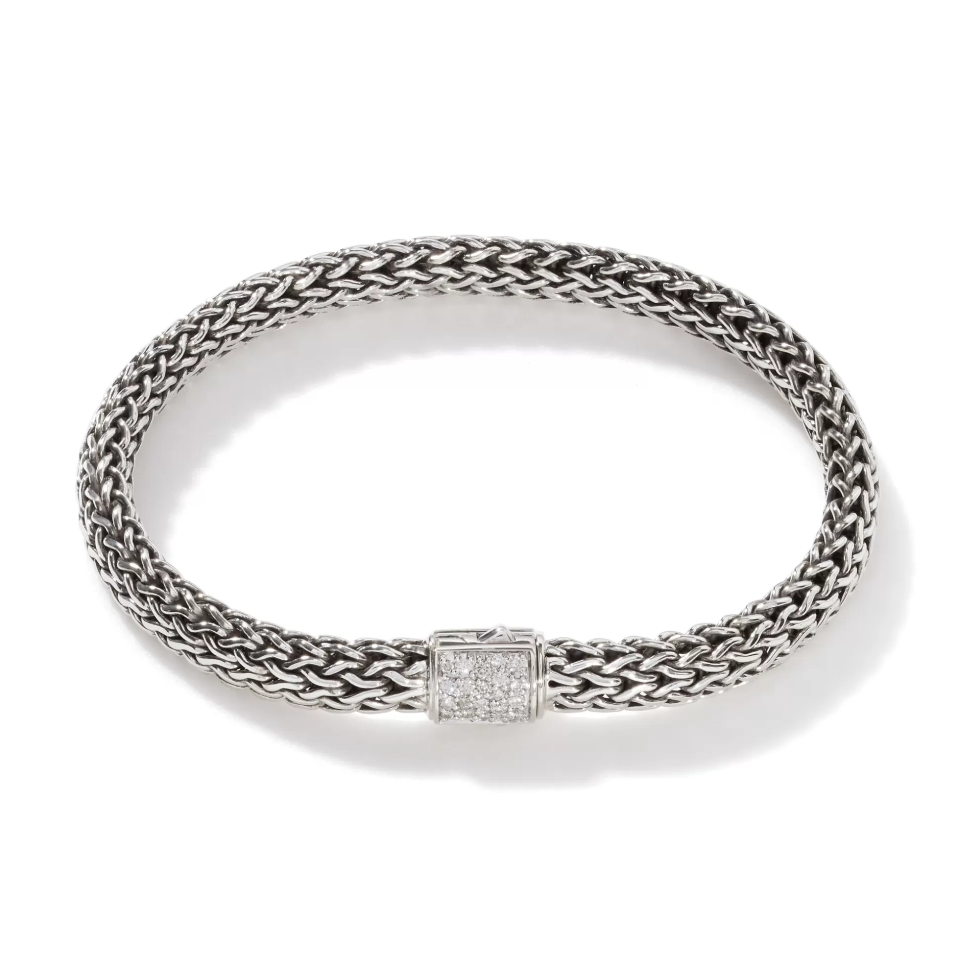 New John Hardy Icon Bracelet, Sterling Silver, Pavé, 6.5MM