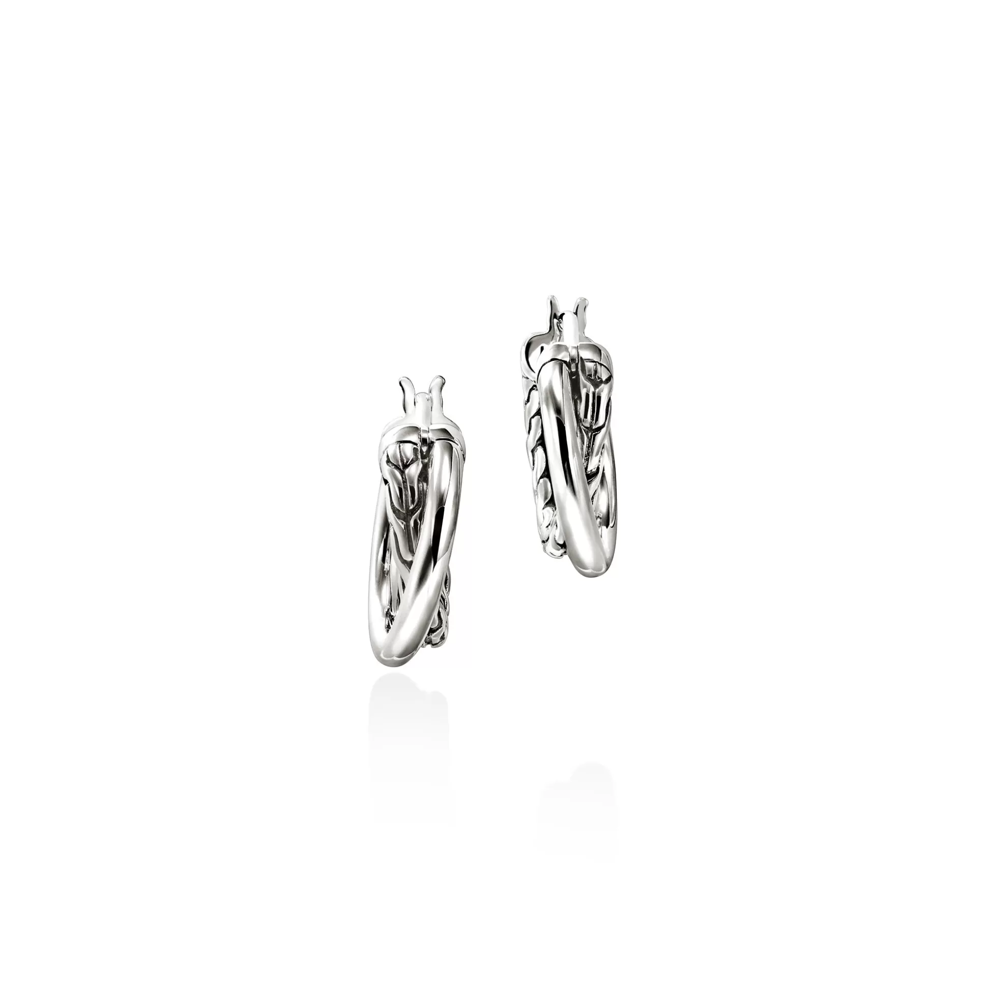 Hot John Hardy JH Essential Crossover Hoop Earring, Sterling Silver, 9.5MM