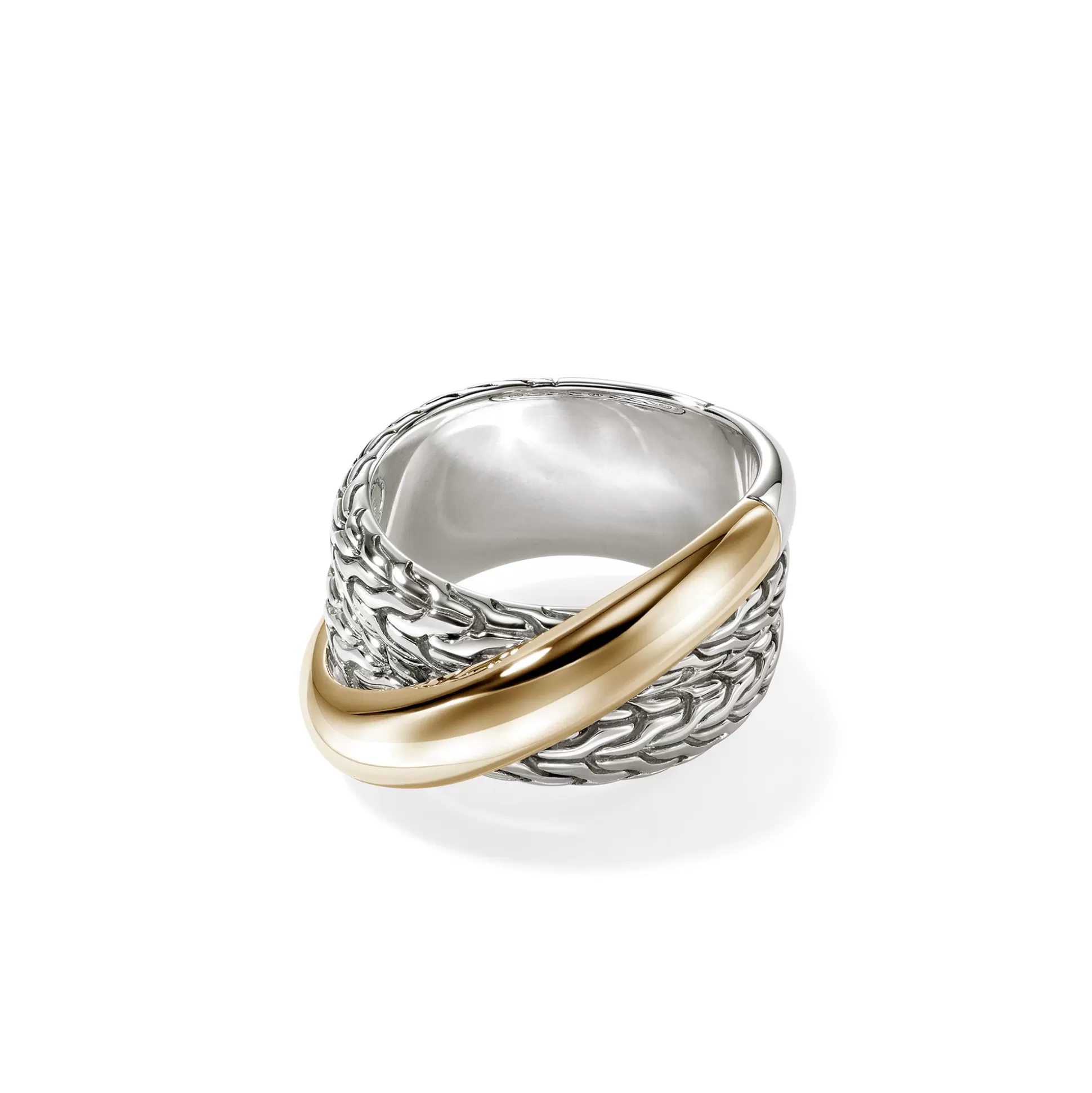 New John Hardy JH Essential Crossover Ring, Gold, Sterling Silver