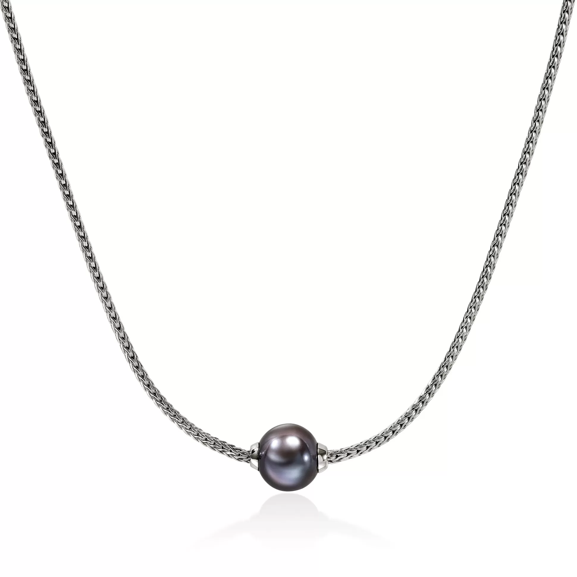 Best John Hardy JH Essential Grey Pearl Necklace, Sterling Silver, 1.8MM