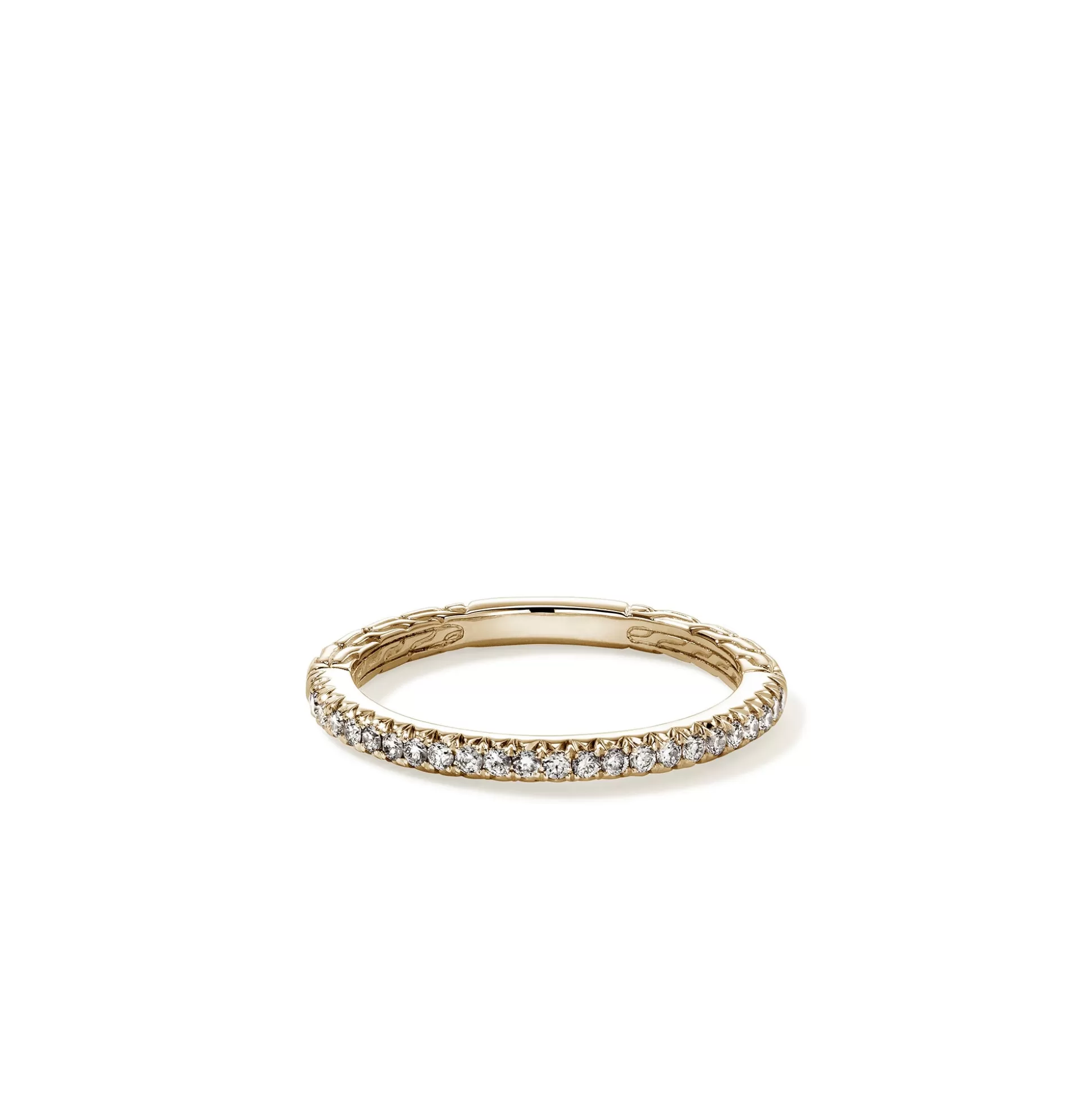 Sale John Hardy JH Essential Pavé Band Ring, Gold, Diamonds, 2MM