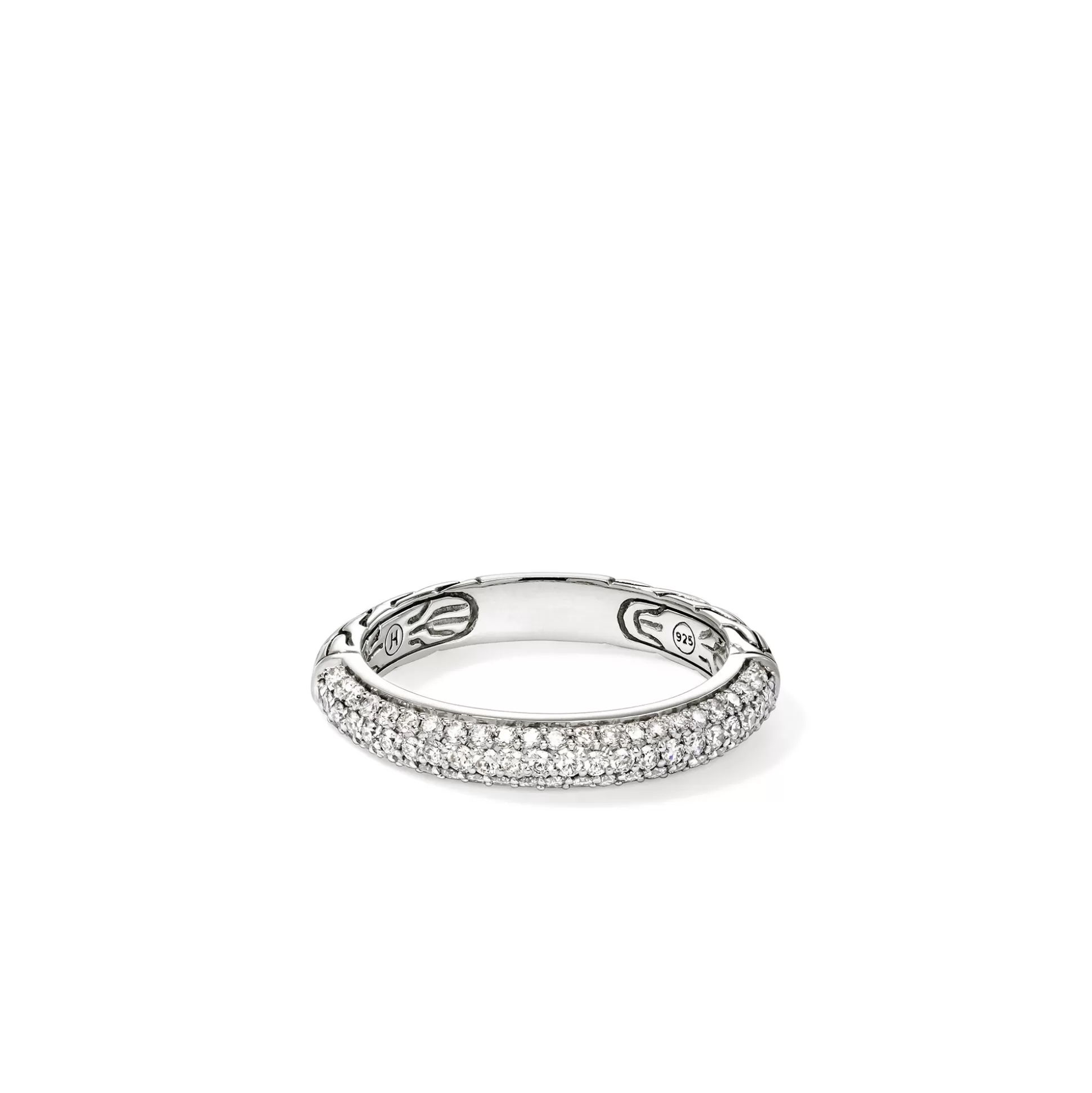 Discount John Hardy JH Essential Pavé Band Ring, Sterling Silver, Diamonds, 3.5MM