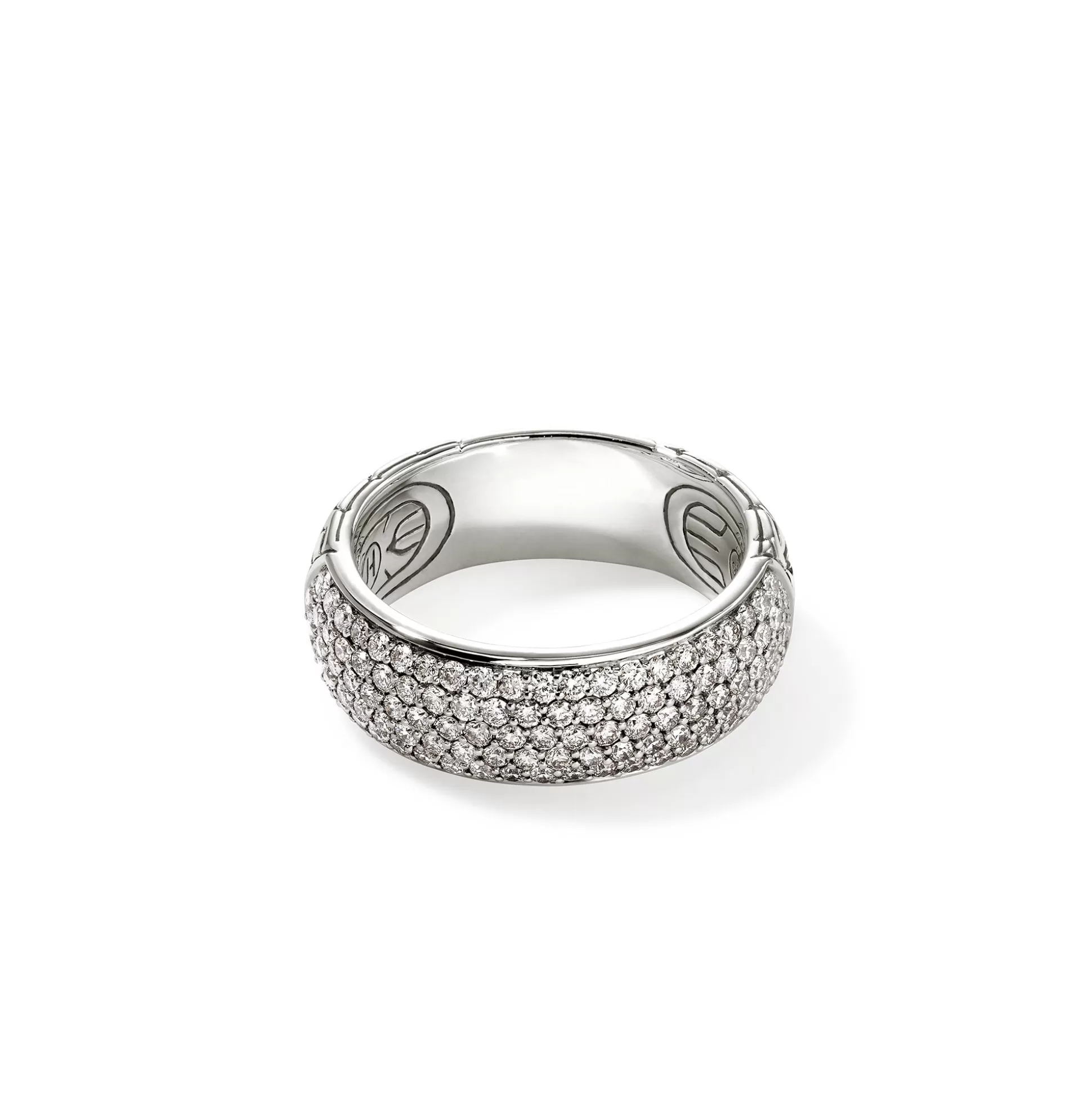 Clearance John Hardy JH Essential Pavé Band Ring, Sterling Silver, Diamonds, 7MM