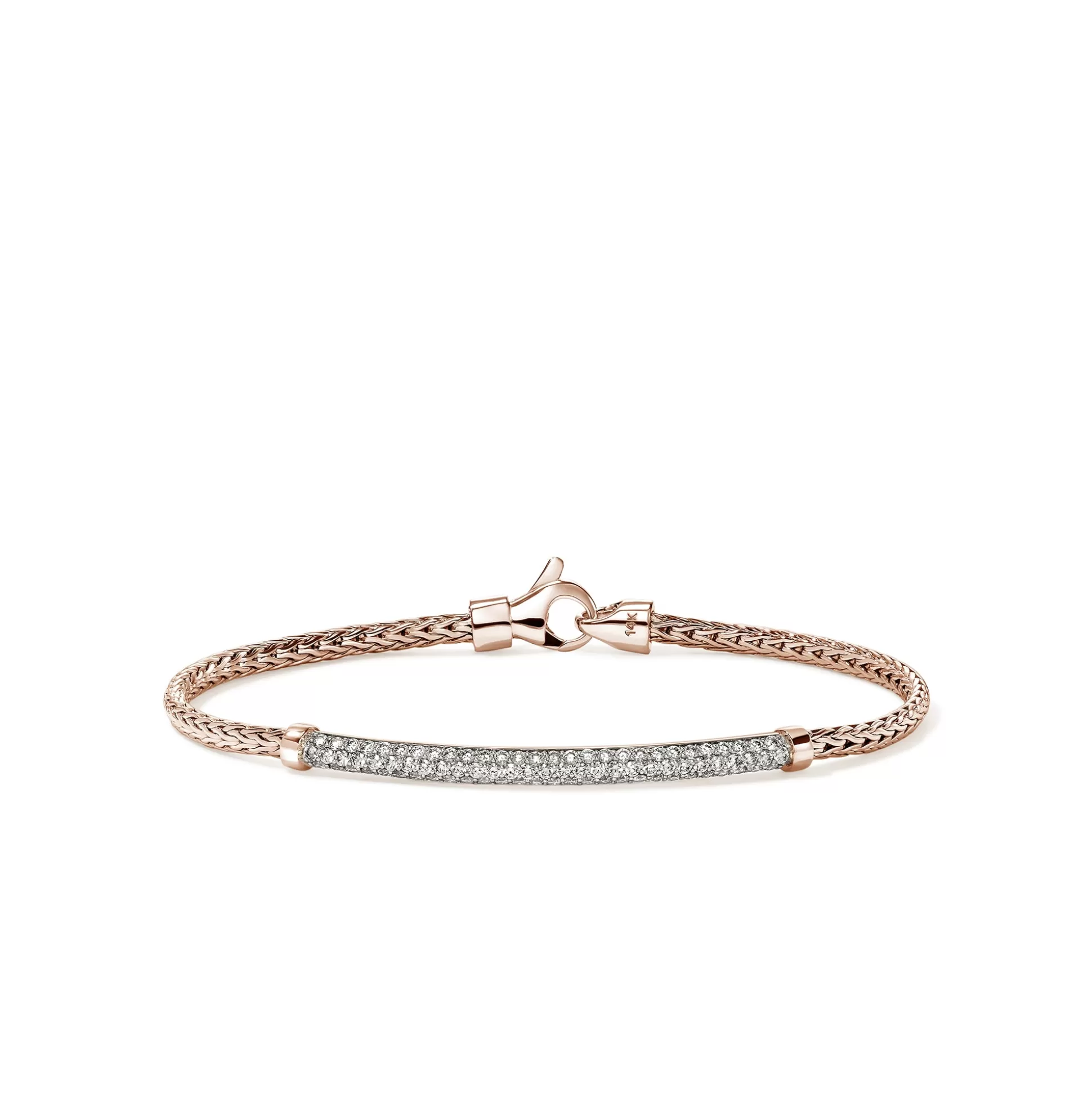 Sale John Hardy JH Essential Pavé Bracelet, Rose Gold, Diamonds, 2.5MM