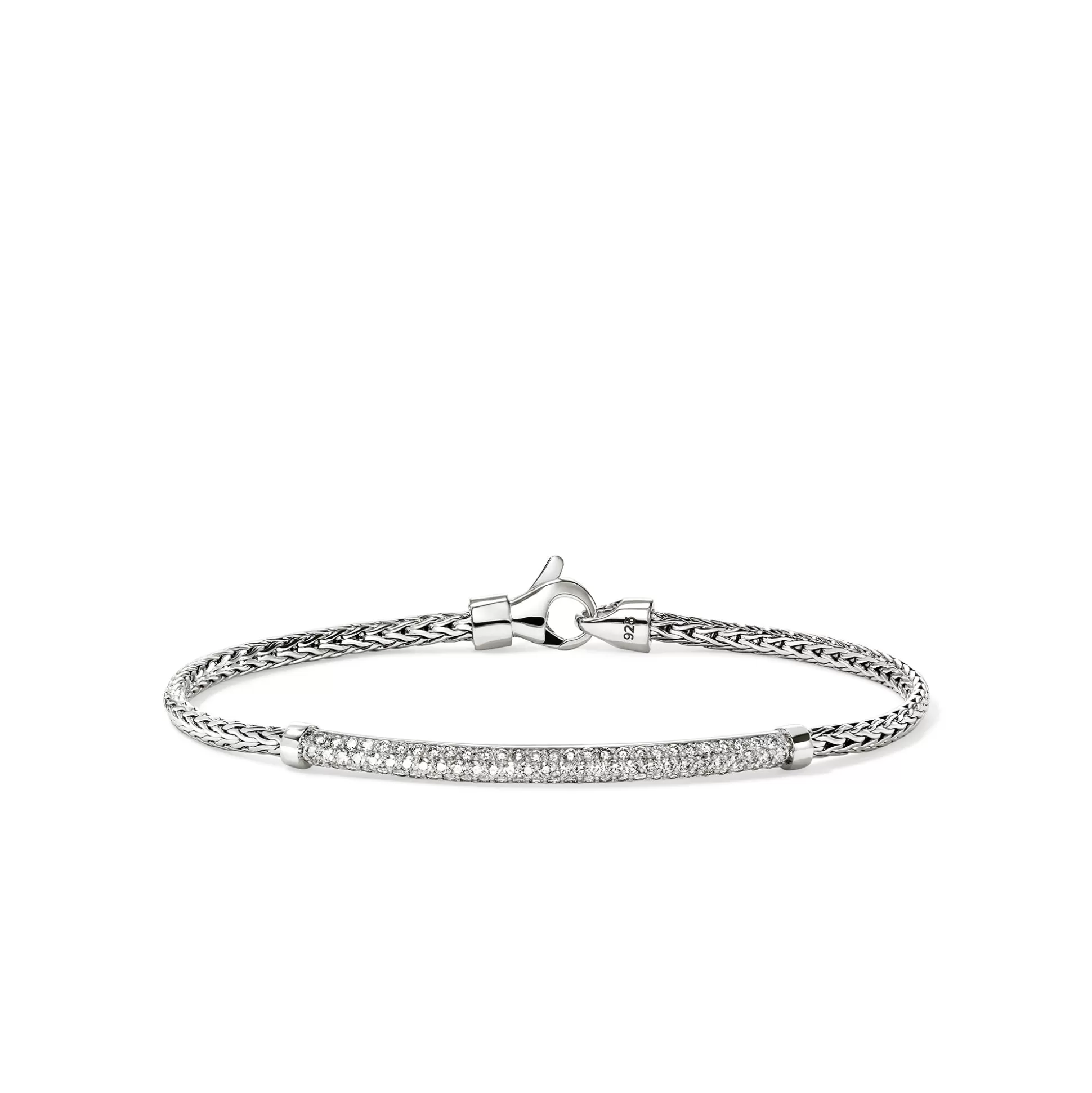 Online John Hardy JH Essential Pavé Bracelet, Sterling Silver, Diamonds, 2.5MM