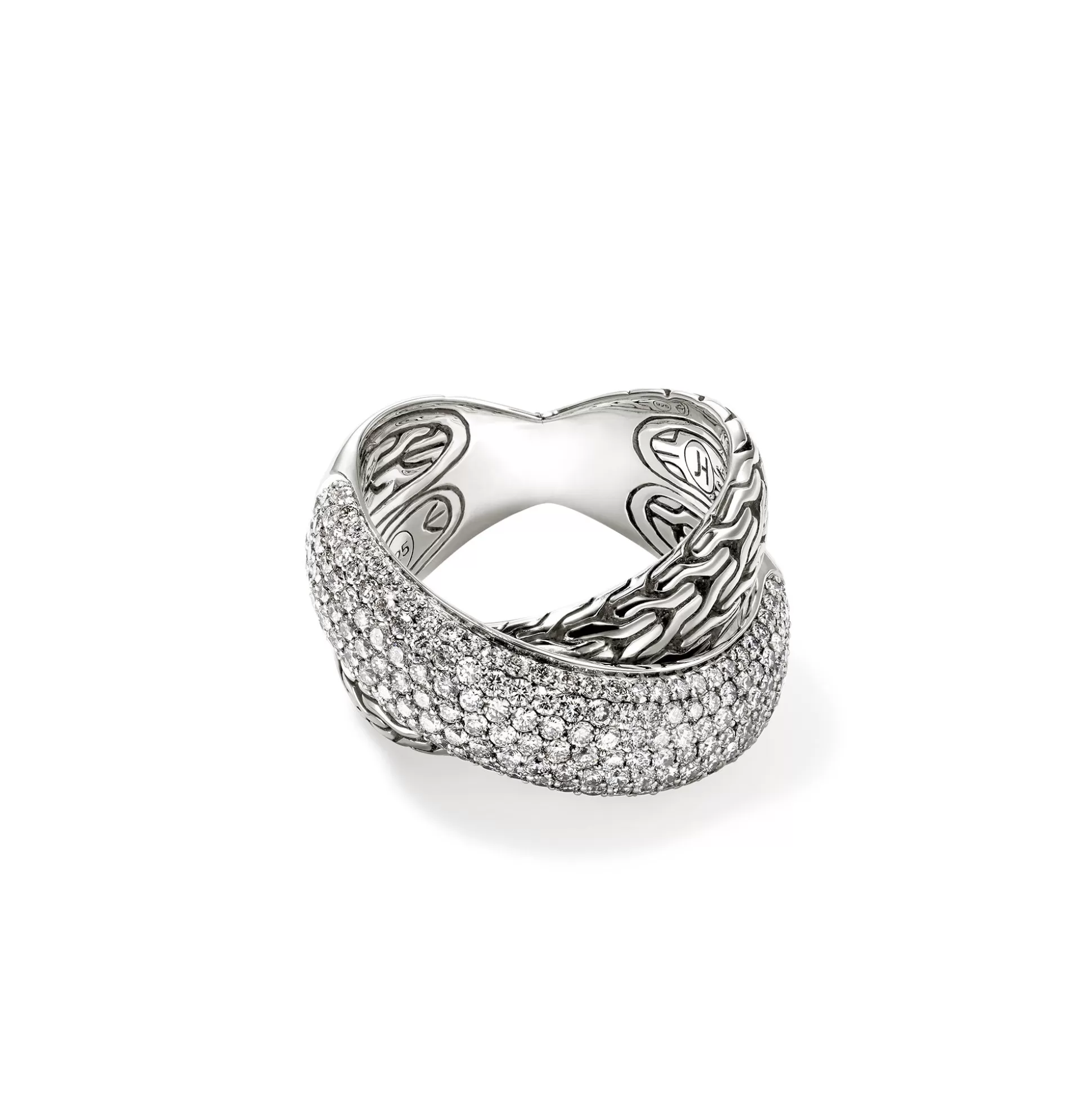 Fashion John Hardy JH Essential Pavé Crossover Ring, Sterling Silver, Diamonds