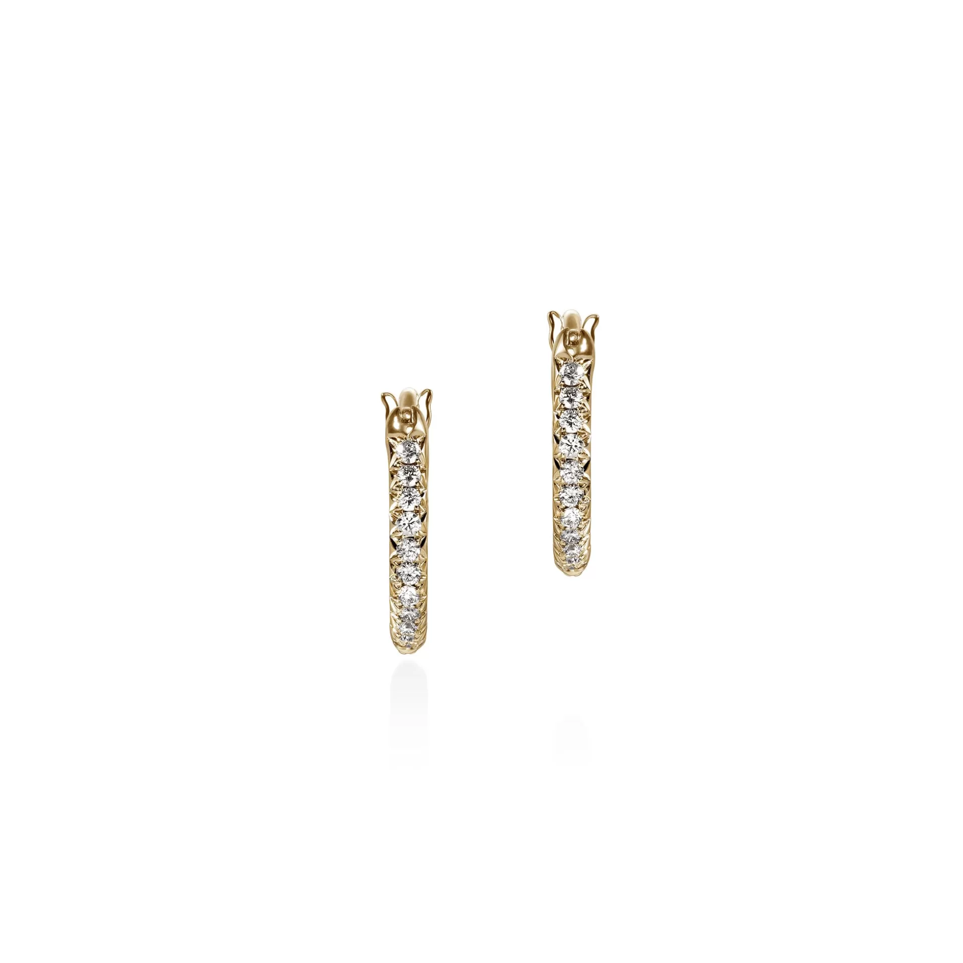 Shop John Hardy JH Essential Pavé Hoop Earring, Gold, Diamonds, 9MM