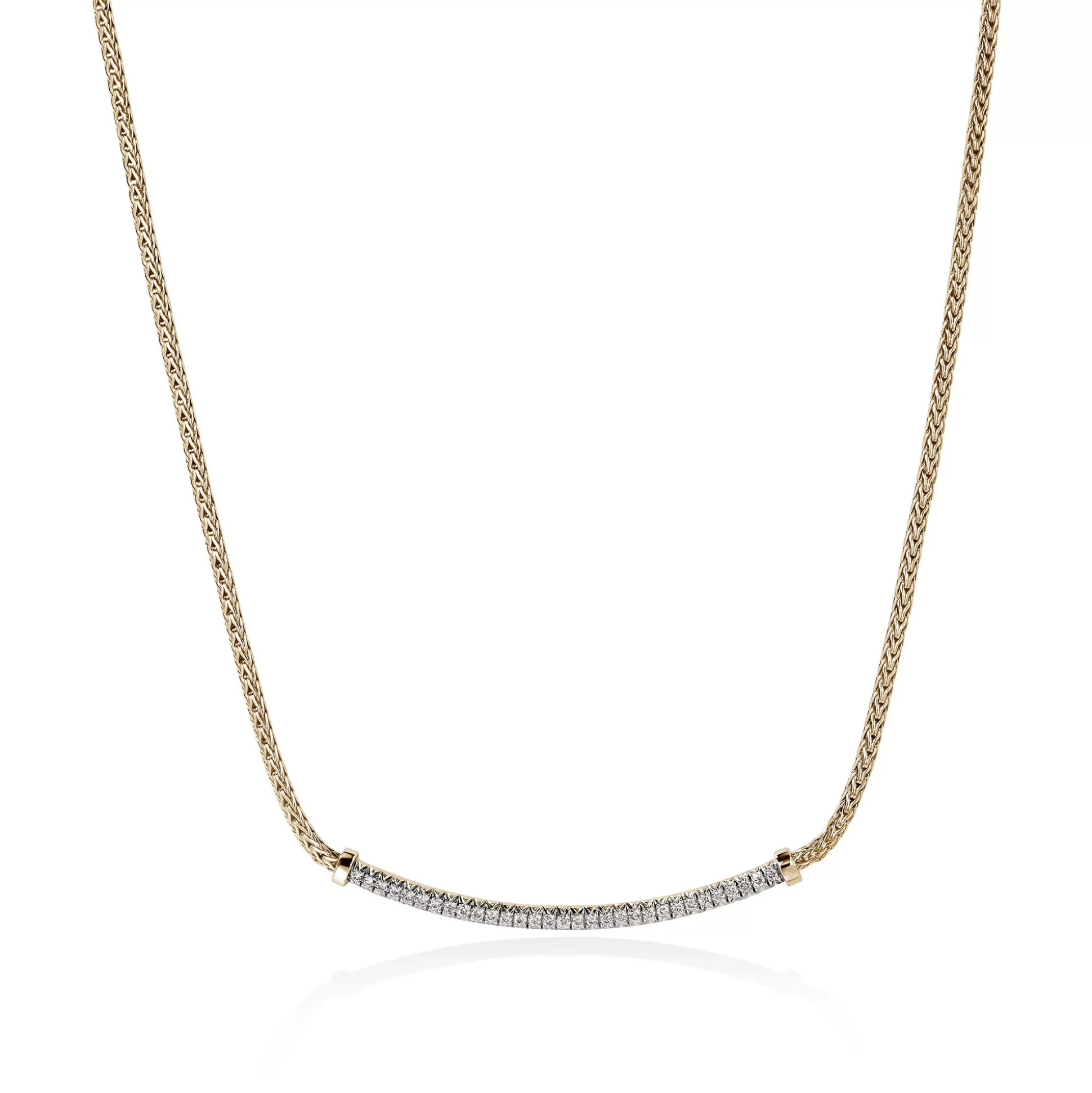 Clearance John Hardy JH Essential Pavé Necklace, Gold, Diamonds, 1.8MM