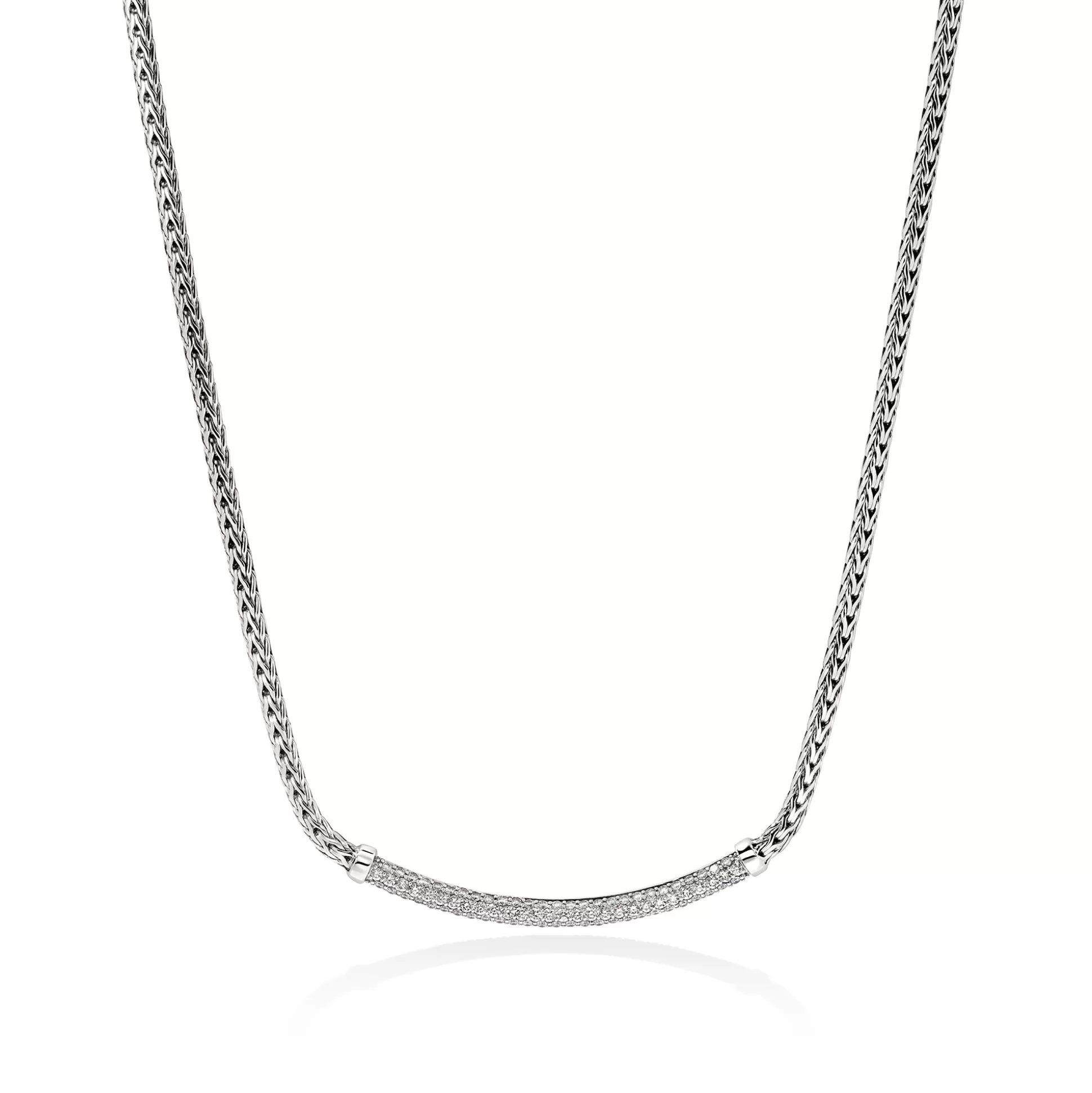 Hot John Hardy JH Essential Pavé Necklace, Sterling Silver, Diamonds, 2.5MM