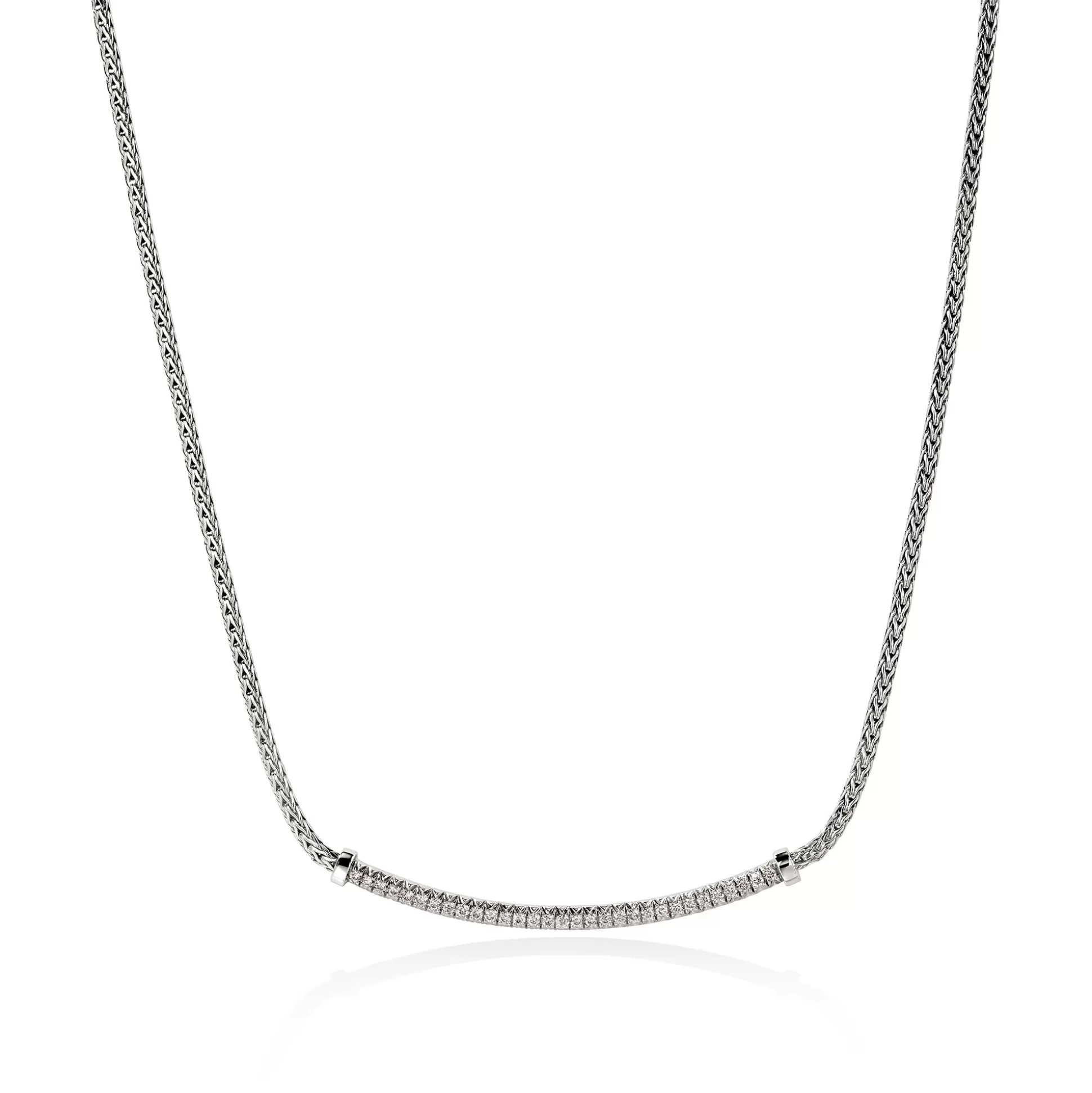 Shop John Hardy JH Essential Pavé Necklace, Sterling Silver, Diamonds, 1.8MM