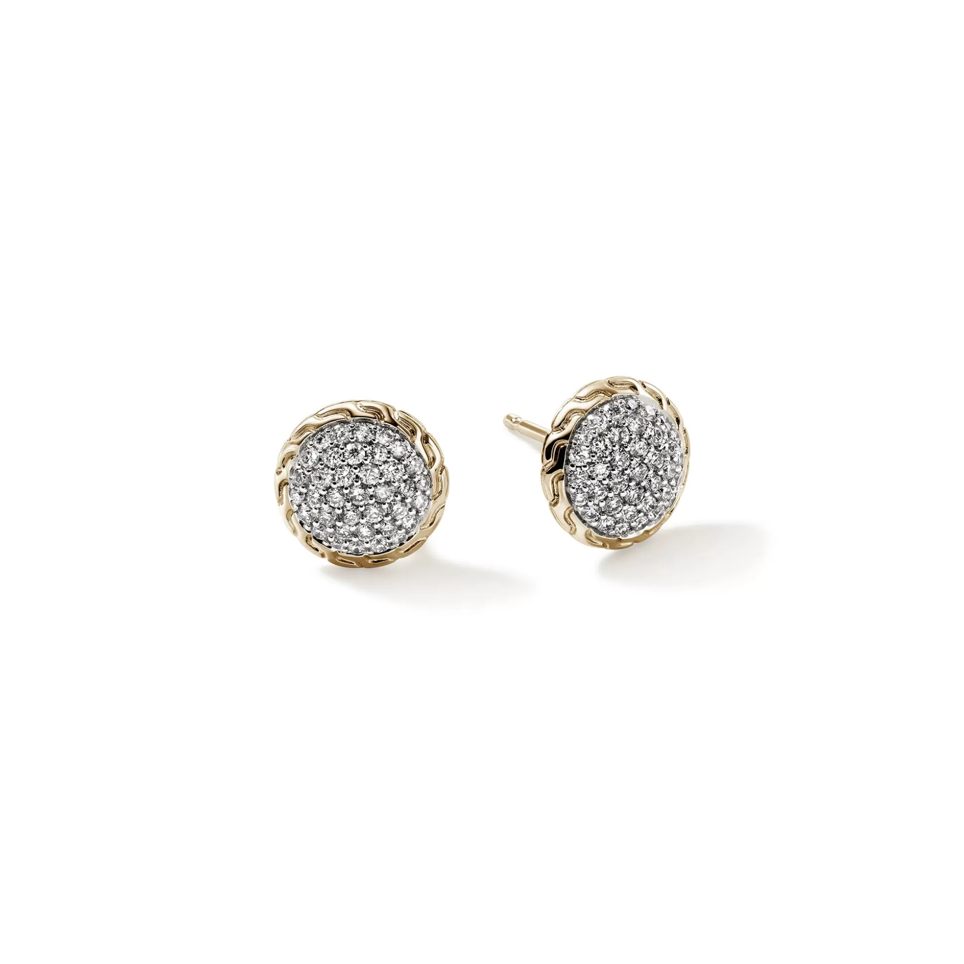 Store John Hardy JH Essential Pavé Stud Earring, Gold, Diamonds, 10MM