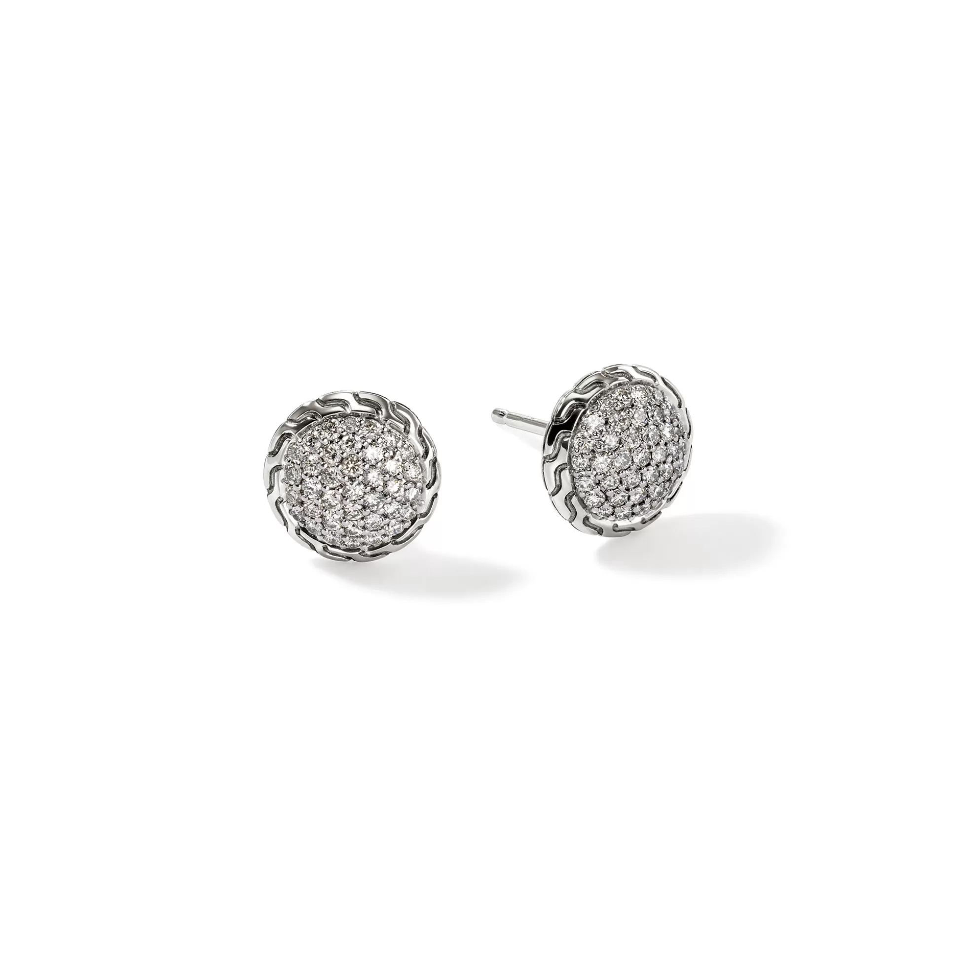 Hot John Hardy JH Essential Pavé Stud Earring, Sterling Silver, Diamonds, 10MM