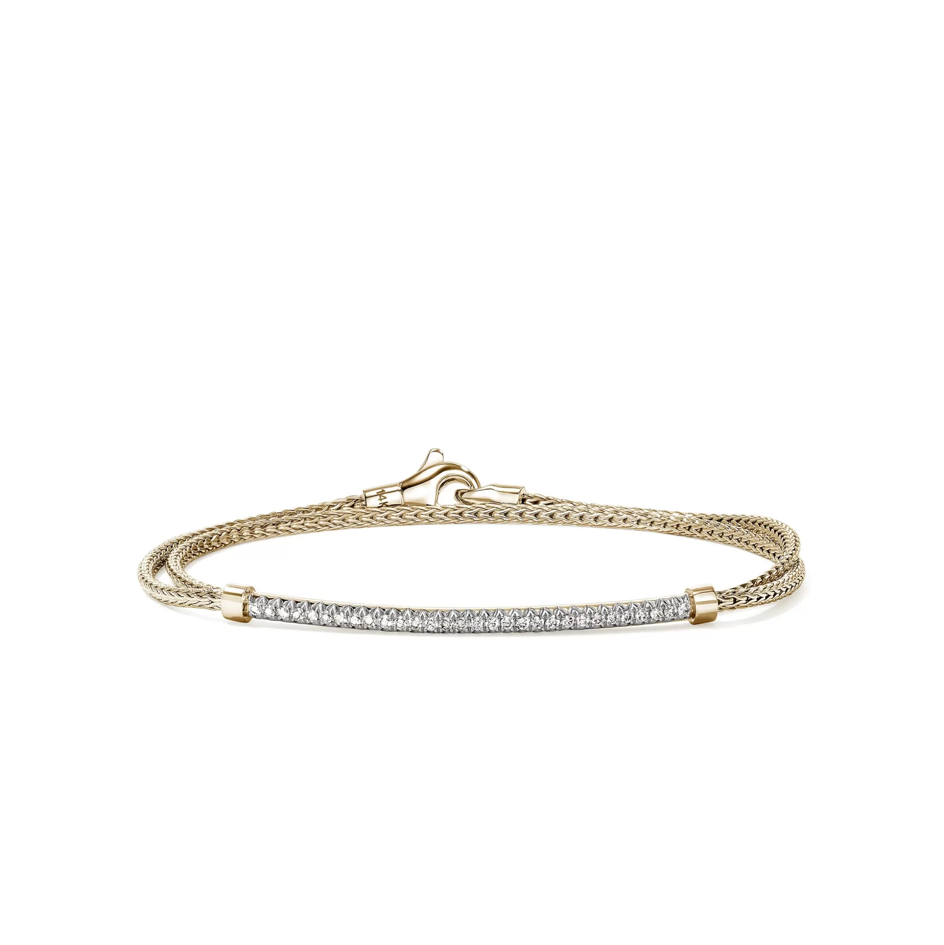 Fashion John Hardy JH Essential Pavé Wrap Bracelet, Gold, Diamonds, 1.8MM