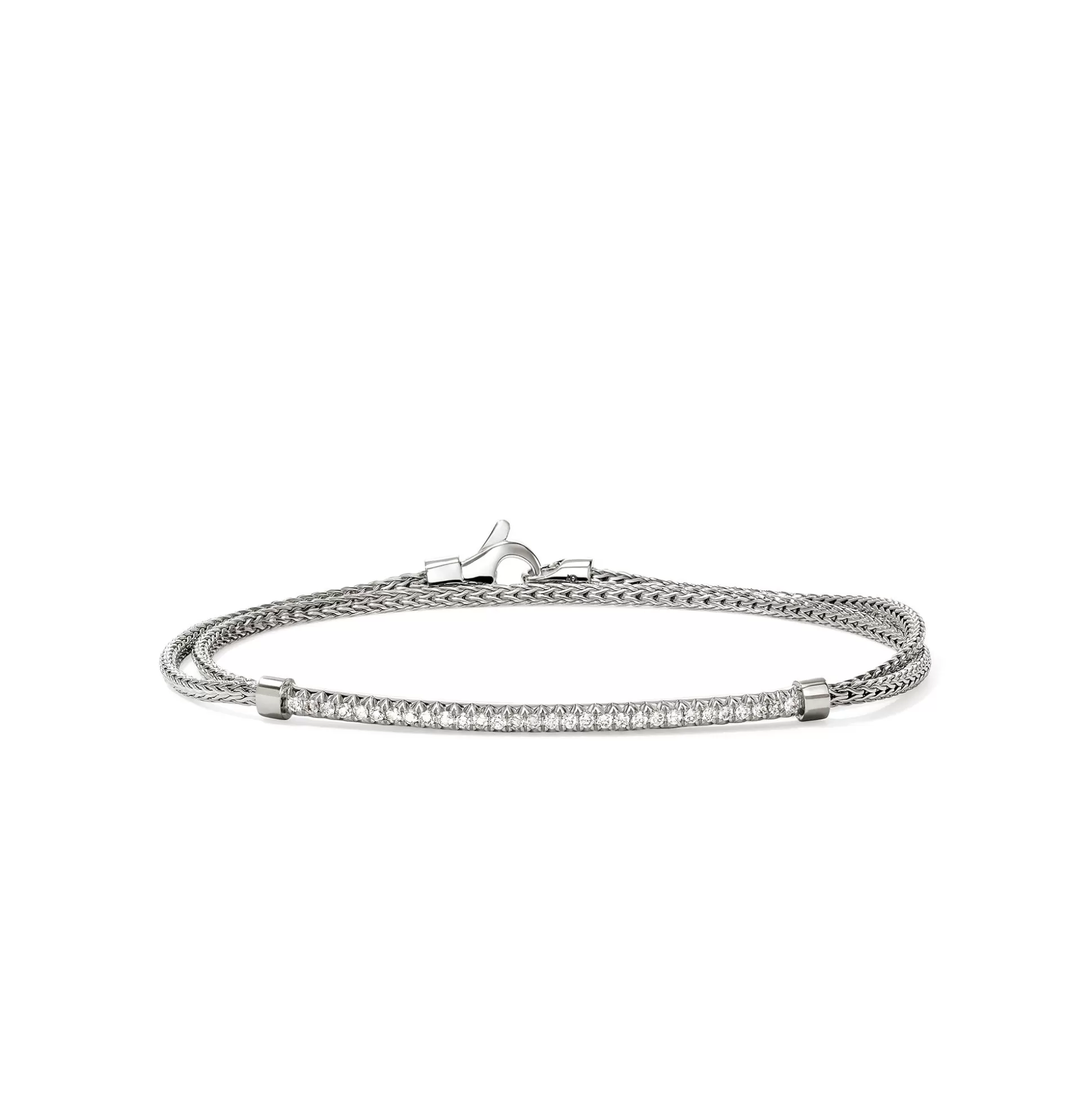 Flash Sale John Hardy JH Essential Pavé Wrap Bracelet, Sterling Silver, Diamonds, 1.8MM