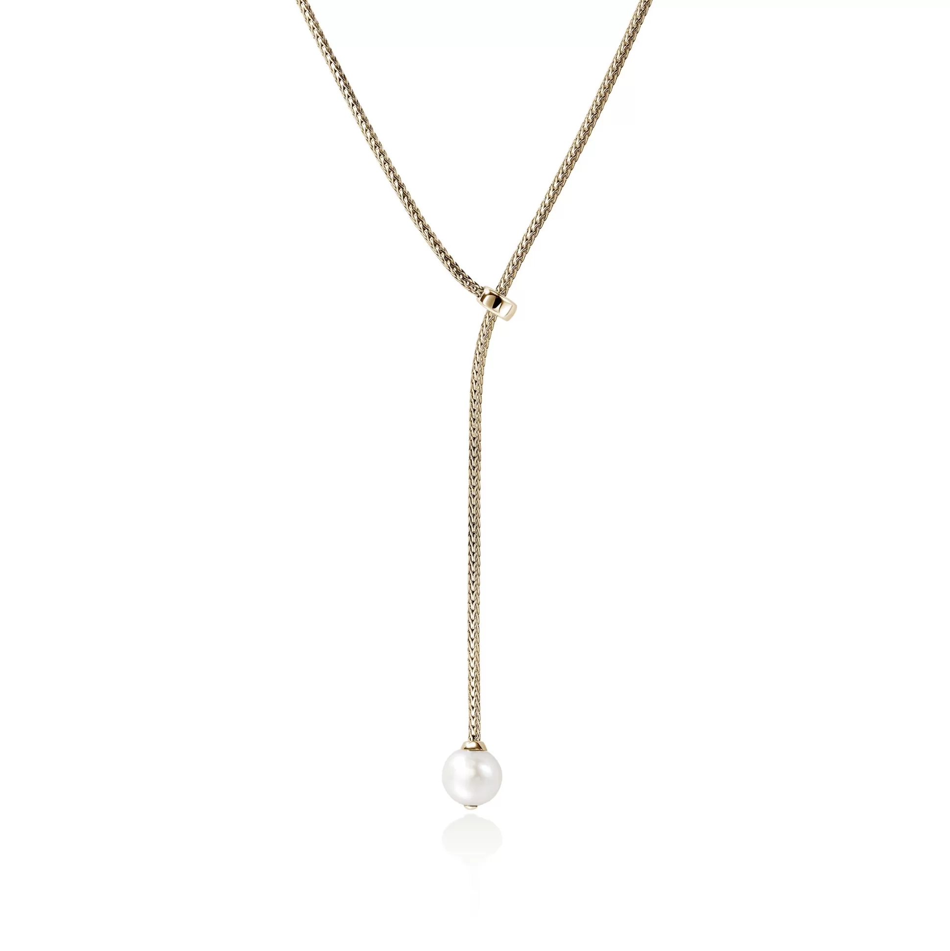 Sale John Hardy JH Essential Pearl Lariat Necklace, Gold, 1.8MM