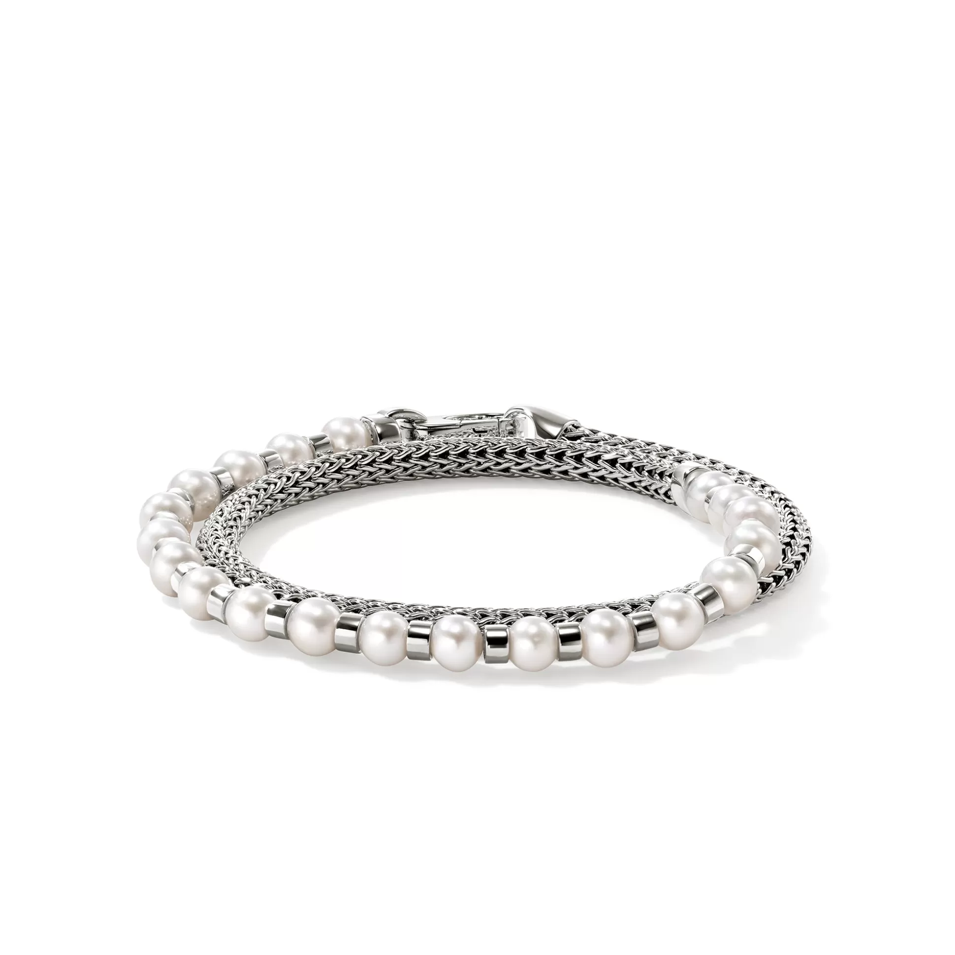 New John Hardy JH Essential Pearl Wrap Bracelet, Sterling Silver