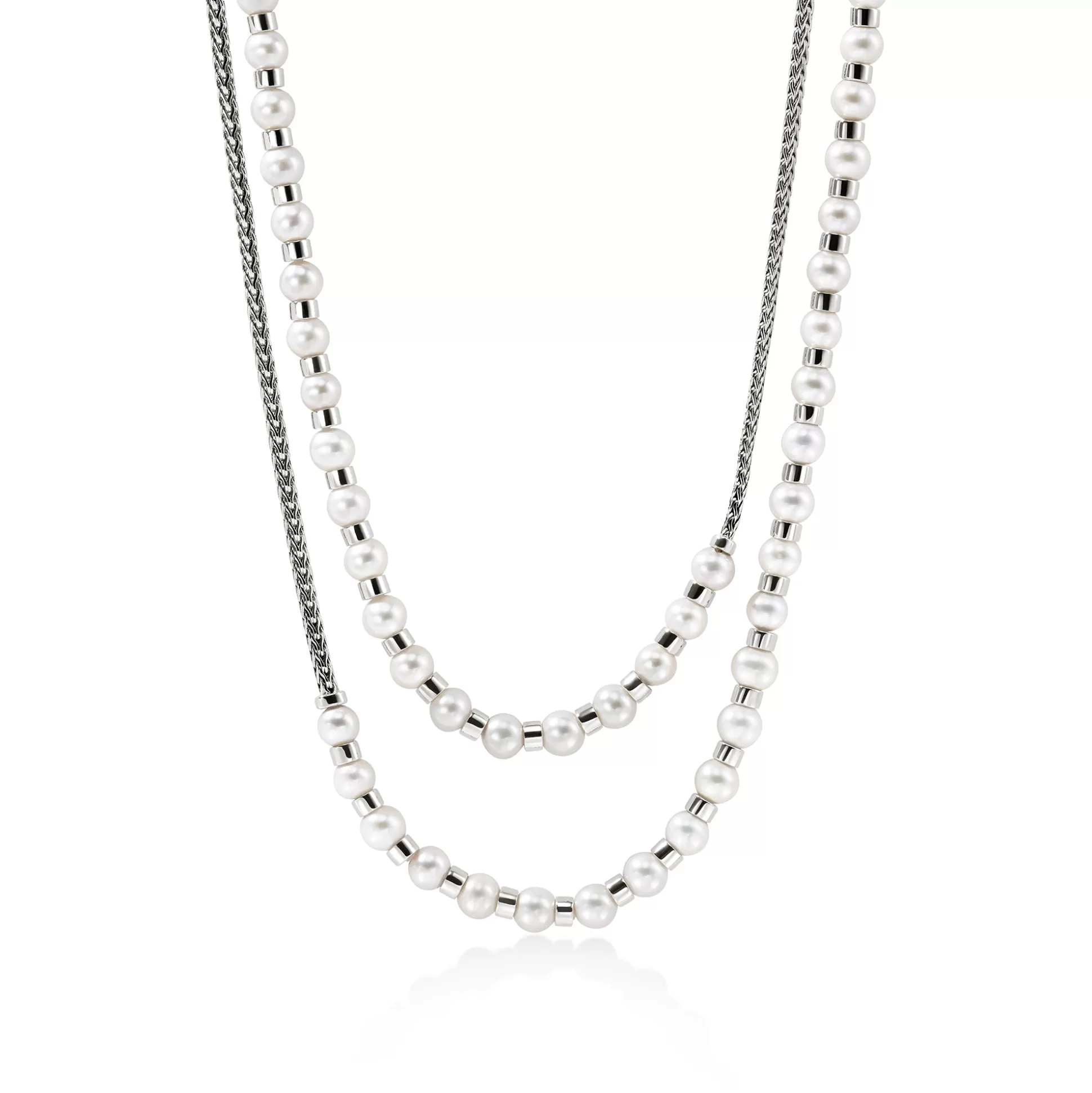 Outlet John Hardy JH Essential Pearl Wrap Necklace, Sterling Silver, 2.5MM