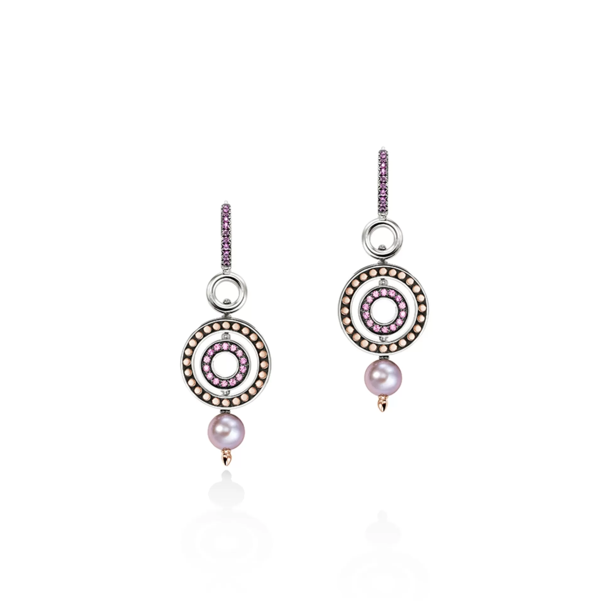 Sale John Hardy Moon Door Earrings, Silver, Rose Gold, Pavé, Pearl