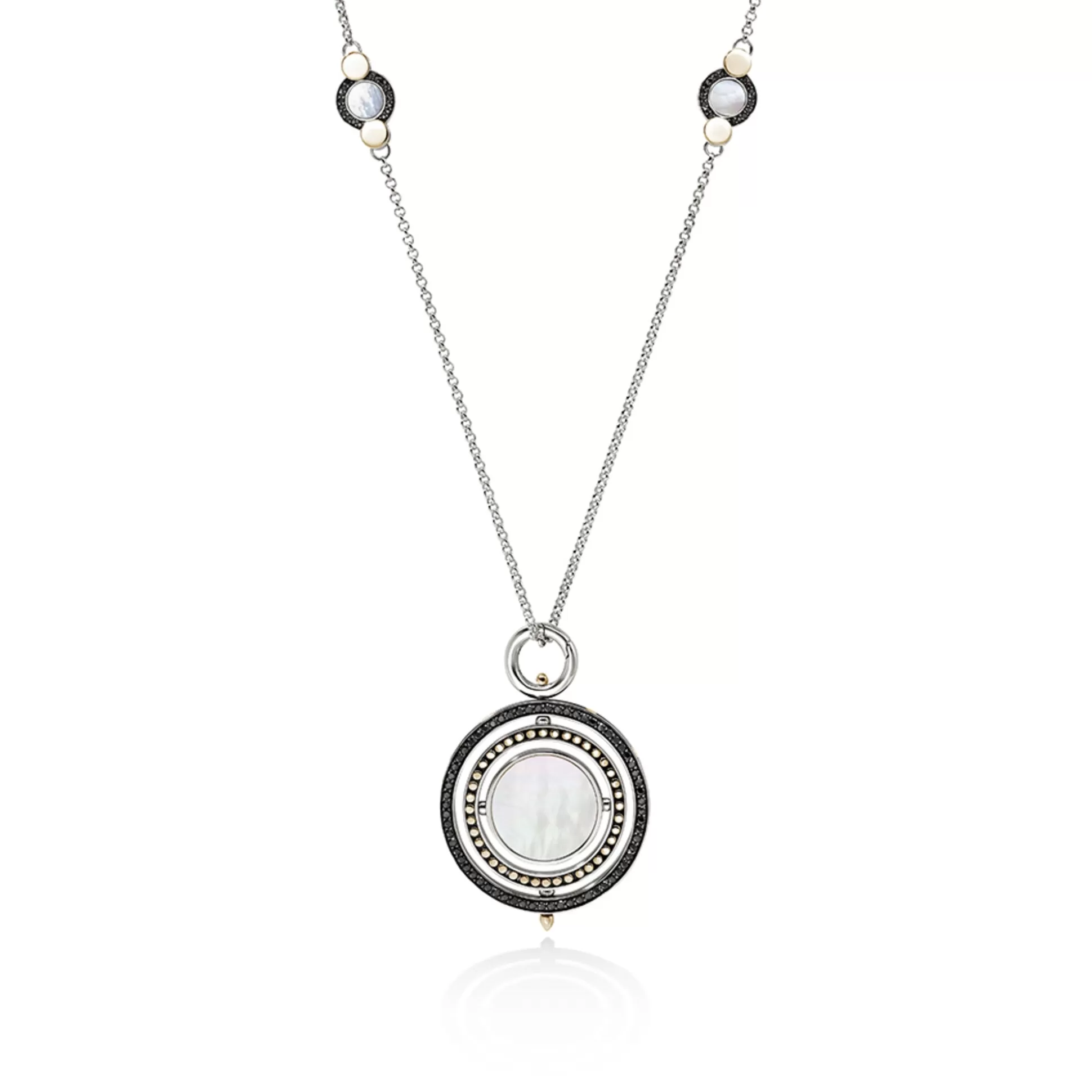 Outlet John Hardy Moon Door Necklace, Silver, Gold, Pavé, Pearl