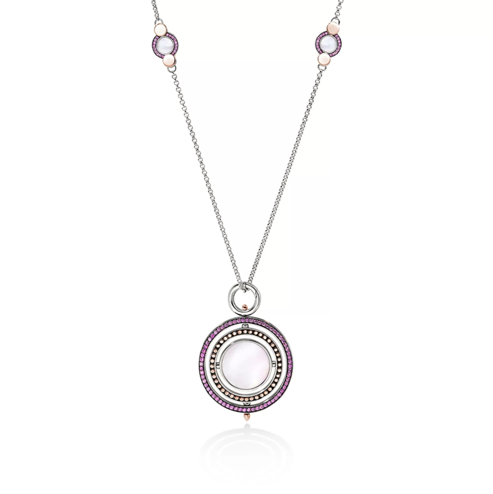 Sale John Hardy Moon Door Necklace, Silver, Rose Gold, Pavé, Pearl