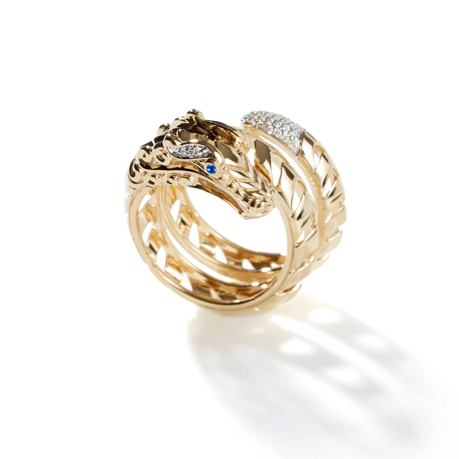 New John Hardy Naga Ring, Gold, Diamonds