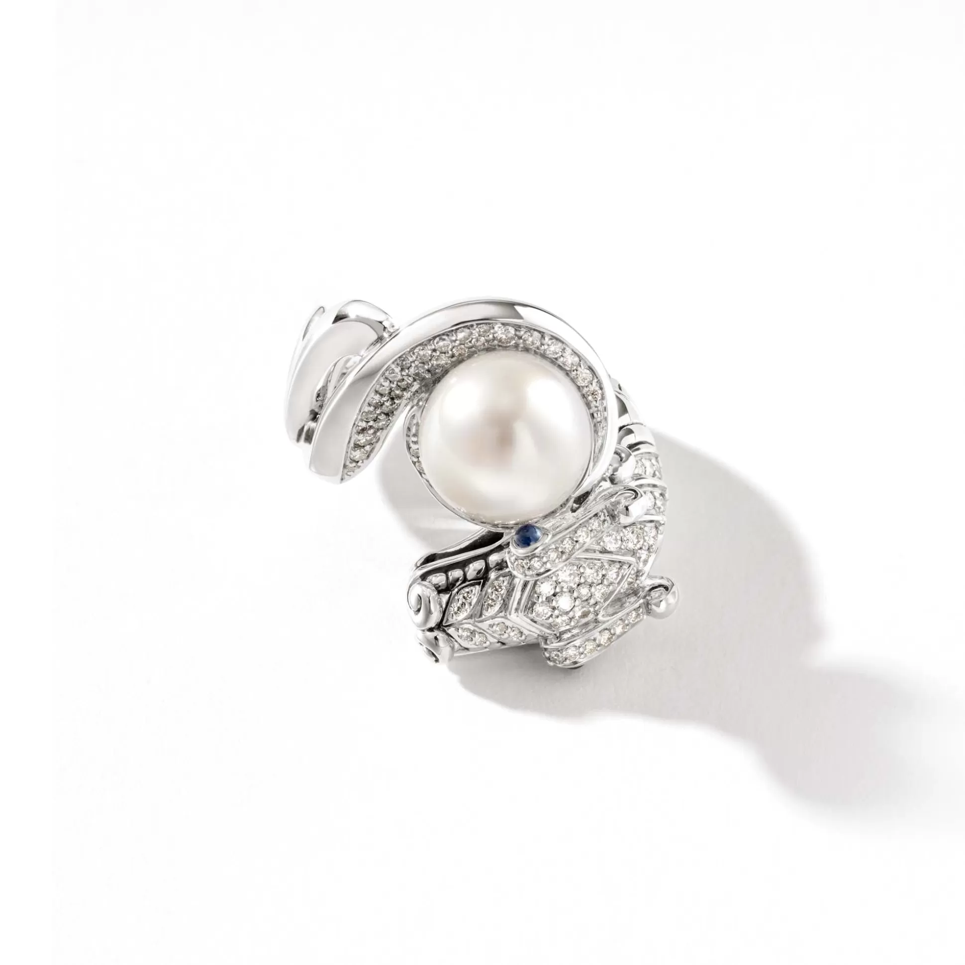 Sale John Hardy Naga Ring, Sterling Silver, Diamonds, Pearl