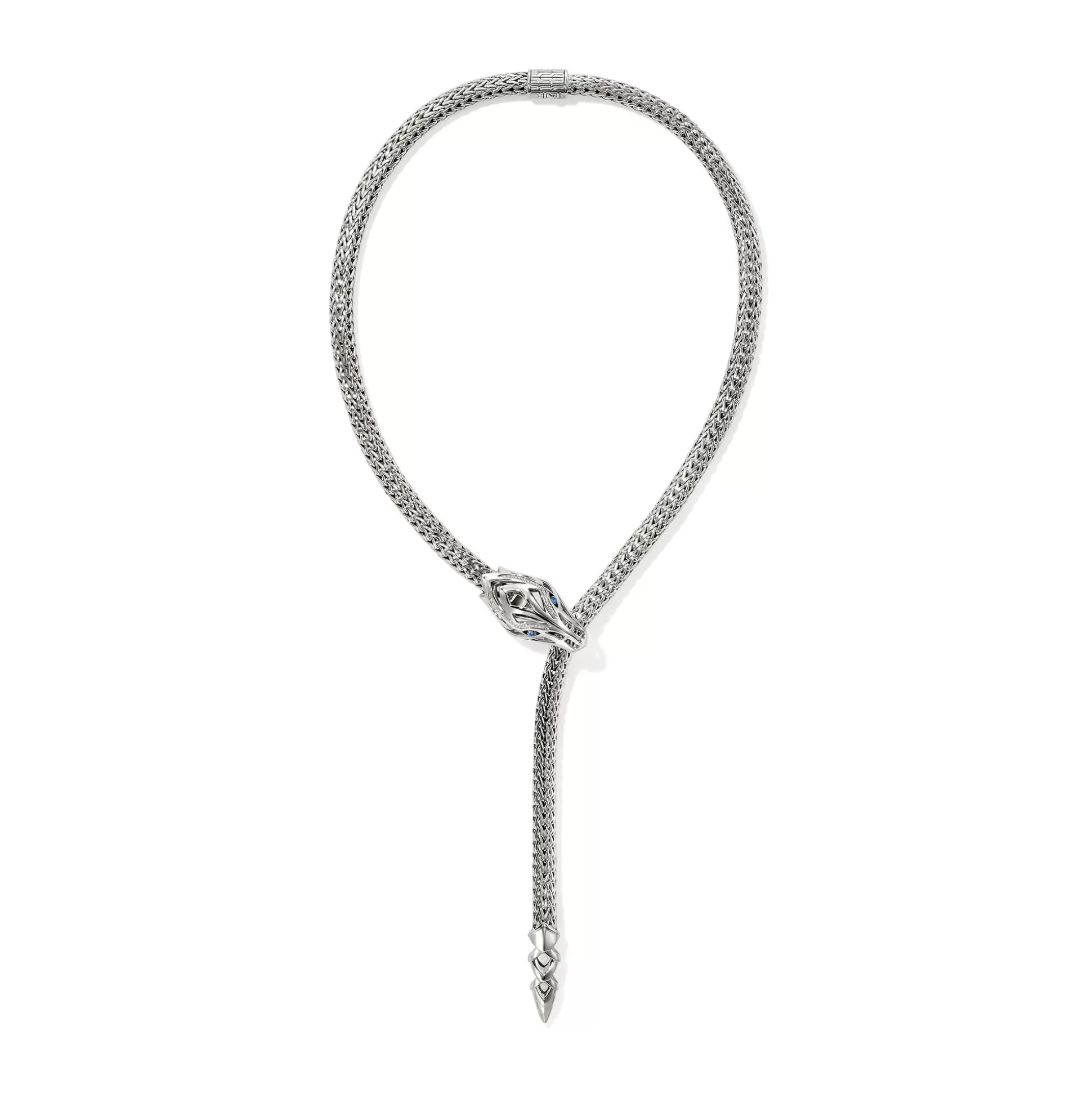 Hot John Hardy Naga Y Necklace, Sterling Silver, Diamonds, 7.5MM