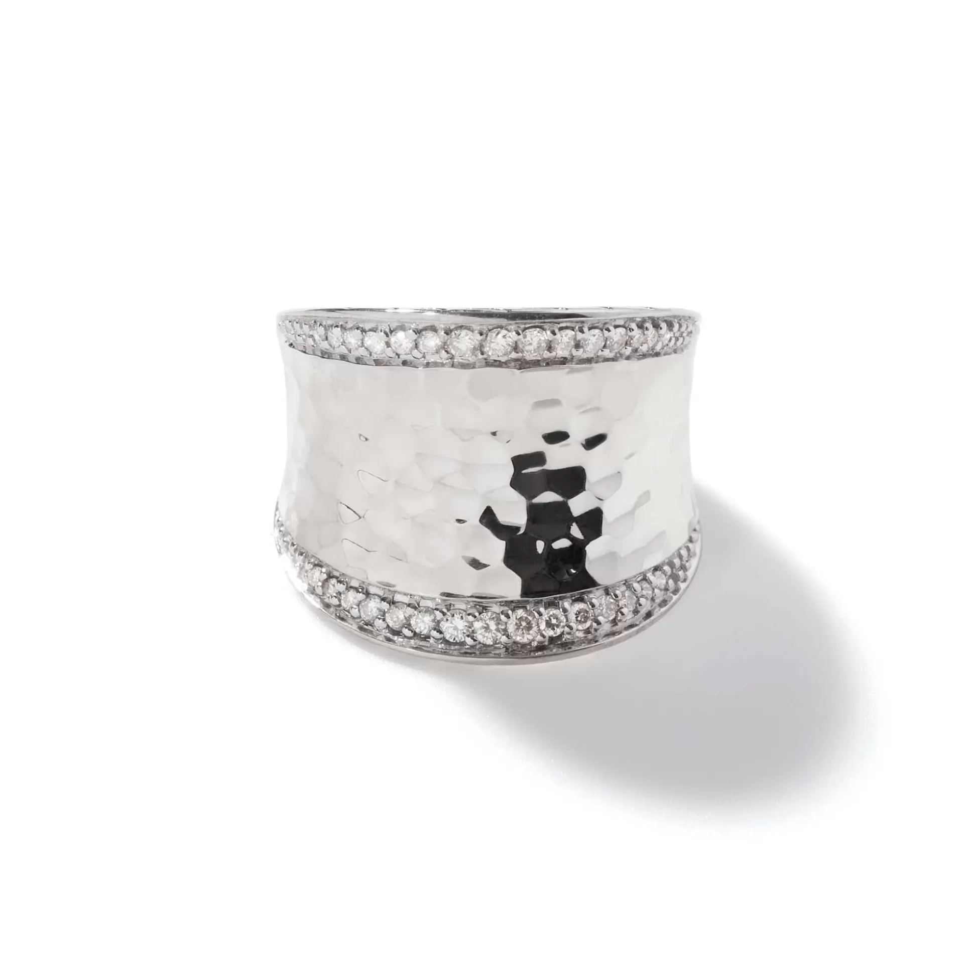 New John Hardy Palu Saddle Ring, Sterling Silver, Diamonds