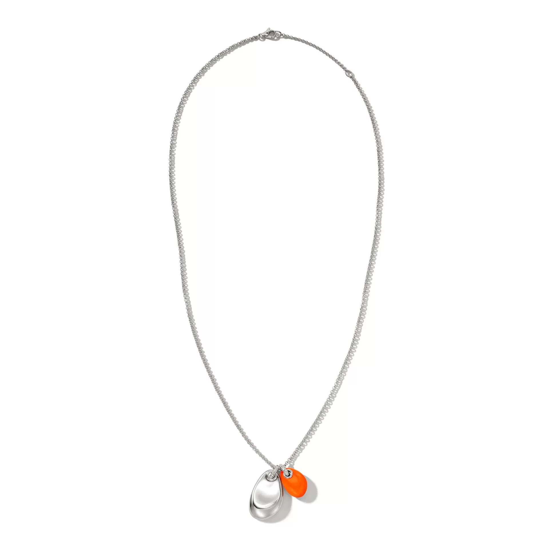 Fashion John Hardy Pebble Duo Necklace, Silver, Diamonds