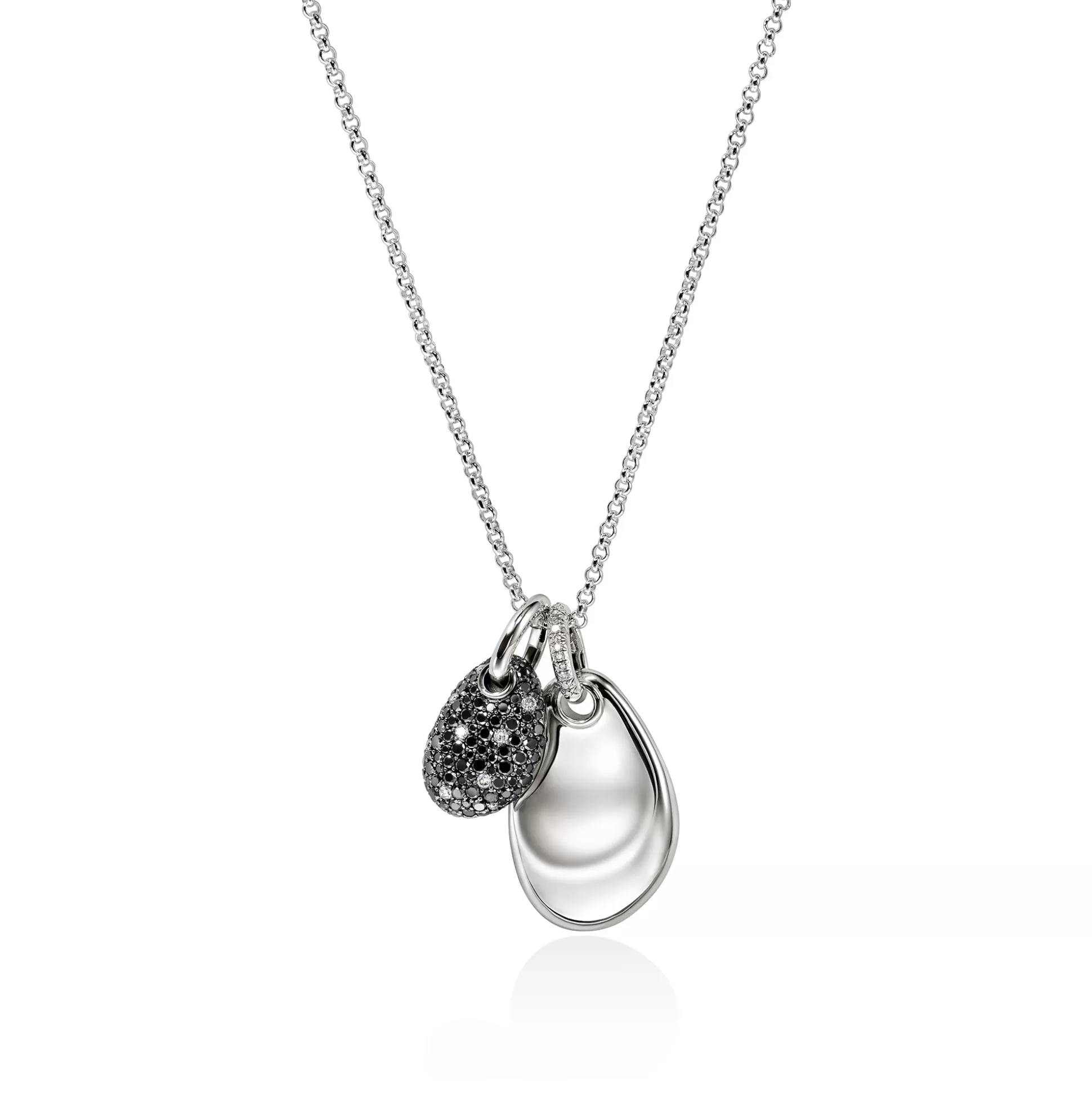 Best Sale John Hardy Pebble Duo Necklace, Sterling Silver, Black Sand Diamond Pavé